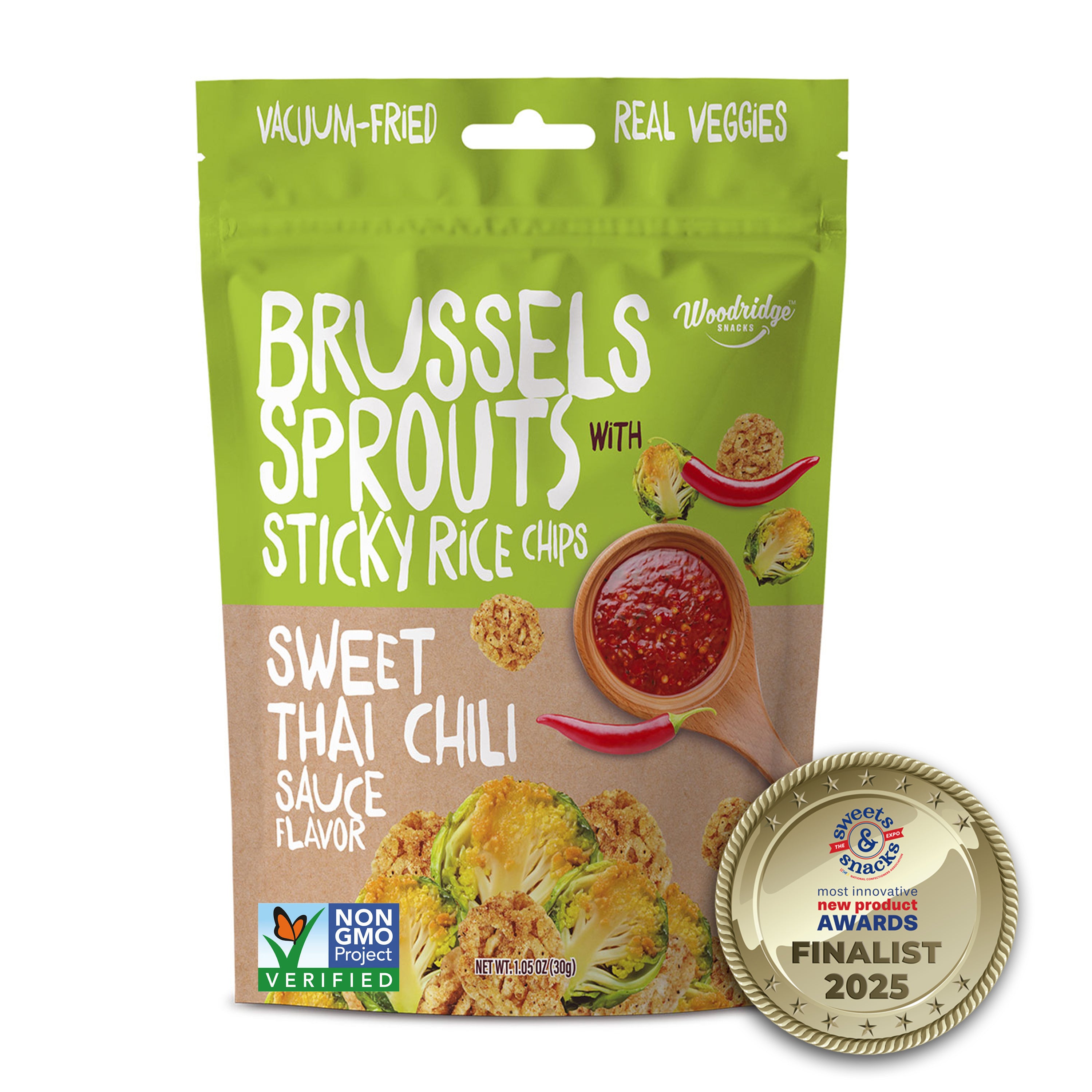 Woodridge Snacks Brussels Sprouts with Sticky Rice Chips