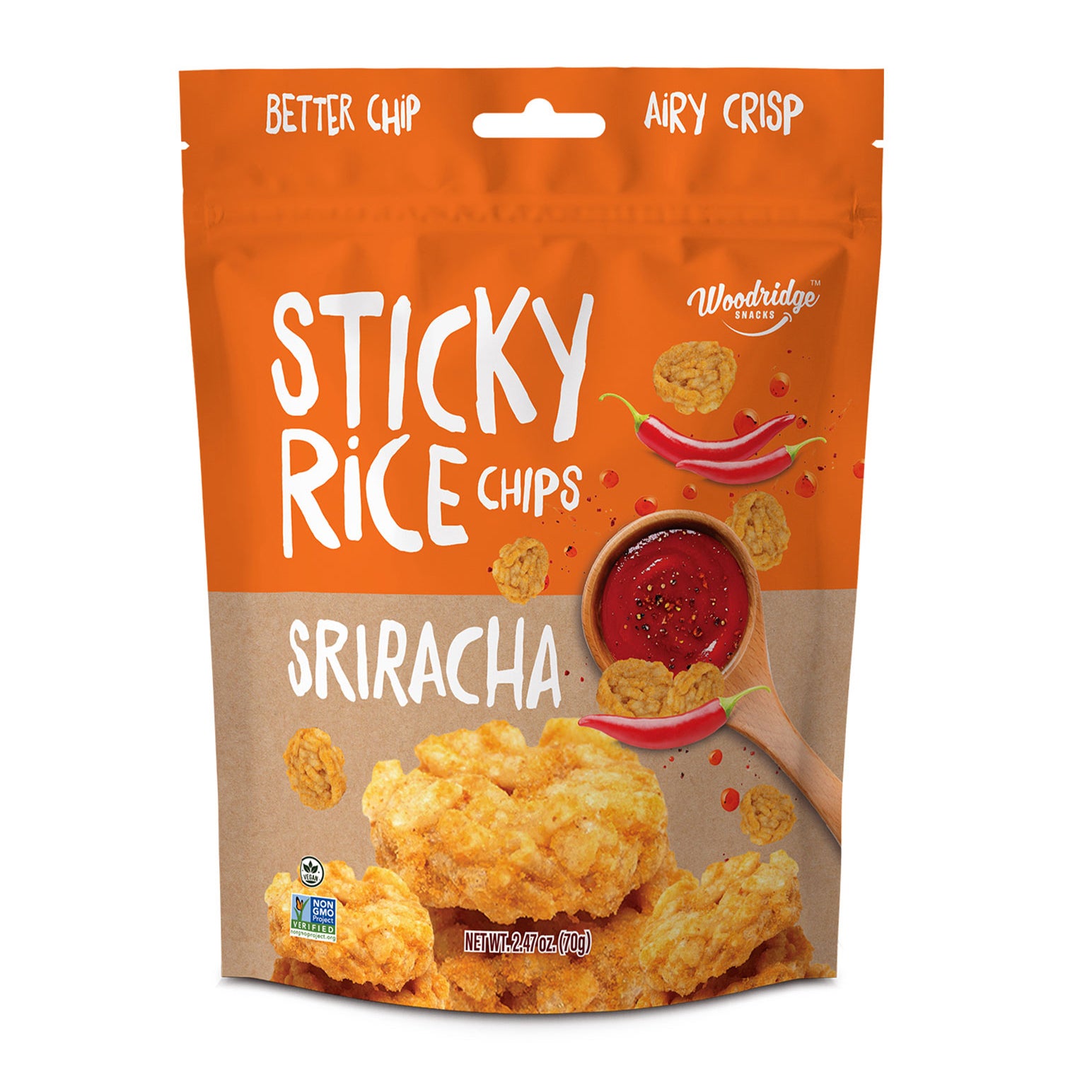 Woodridge Snacks Sriracha Sticky Rice Chips