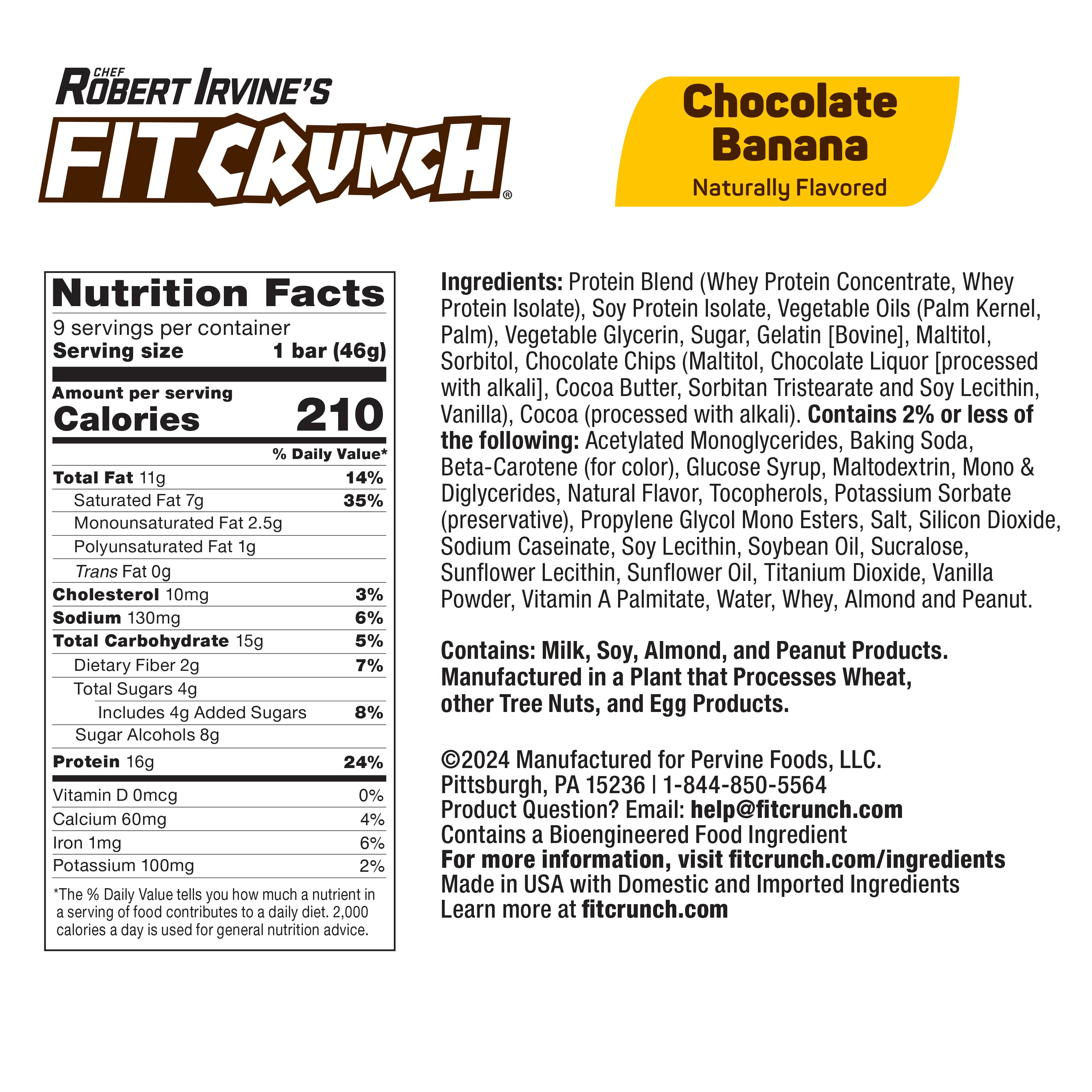 Fit Crunch Protein Bars - Chocolate Banana (9 Count)