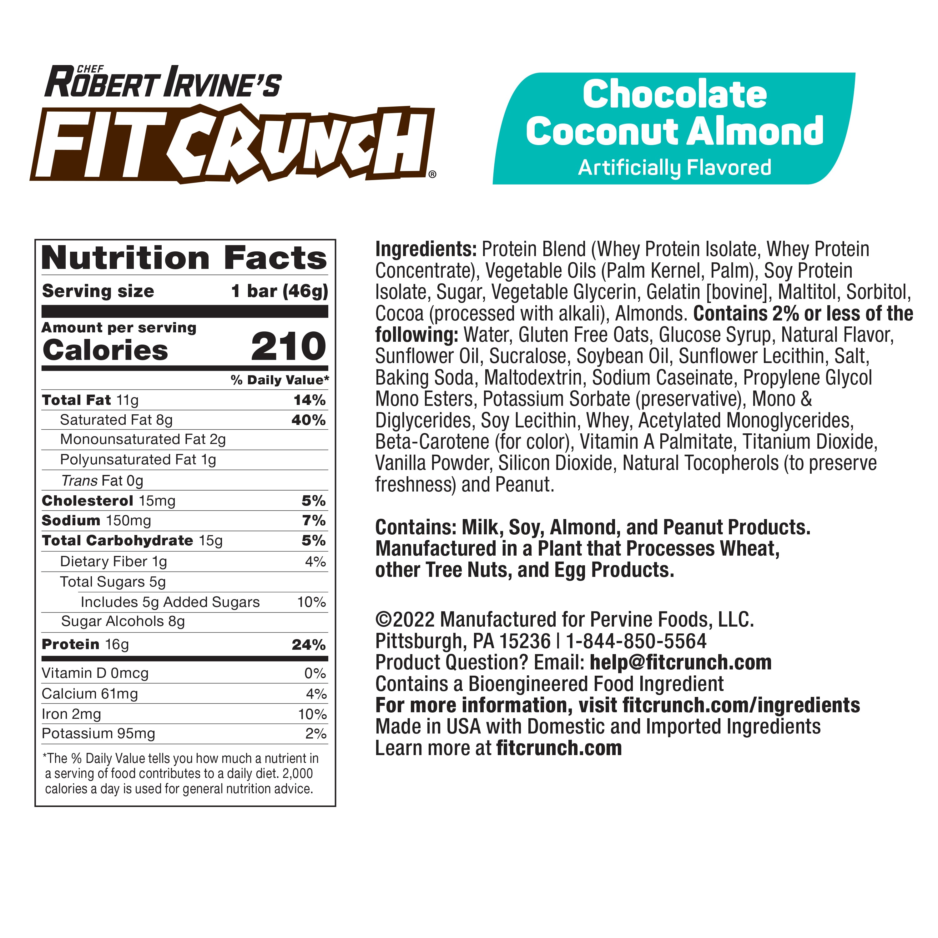 Fit Crunch Protein Bars - Chocolate Coconut Almond (9 Count)