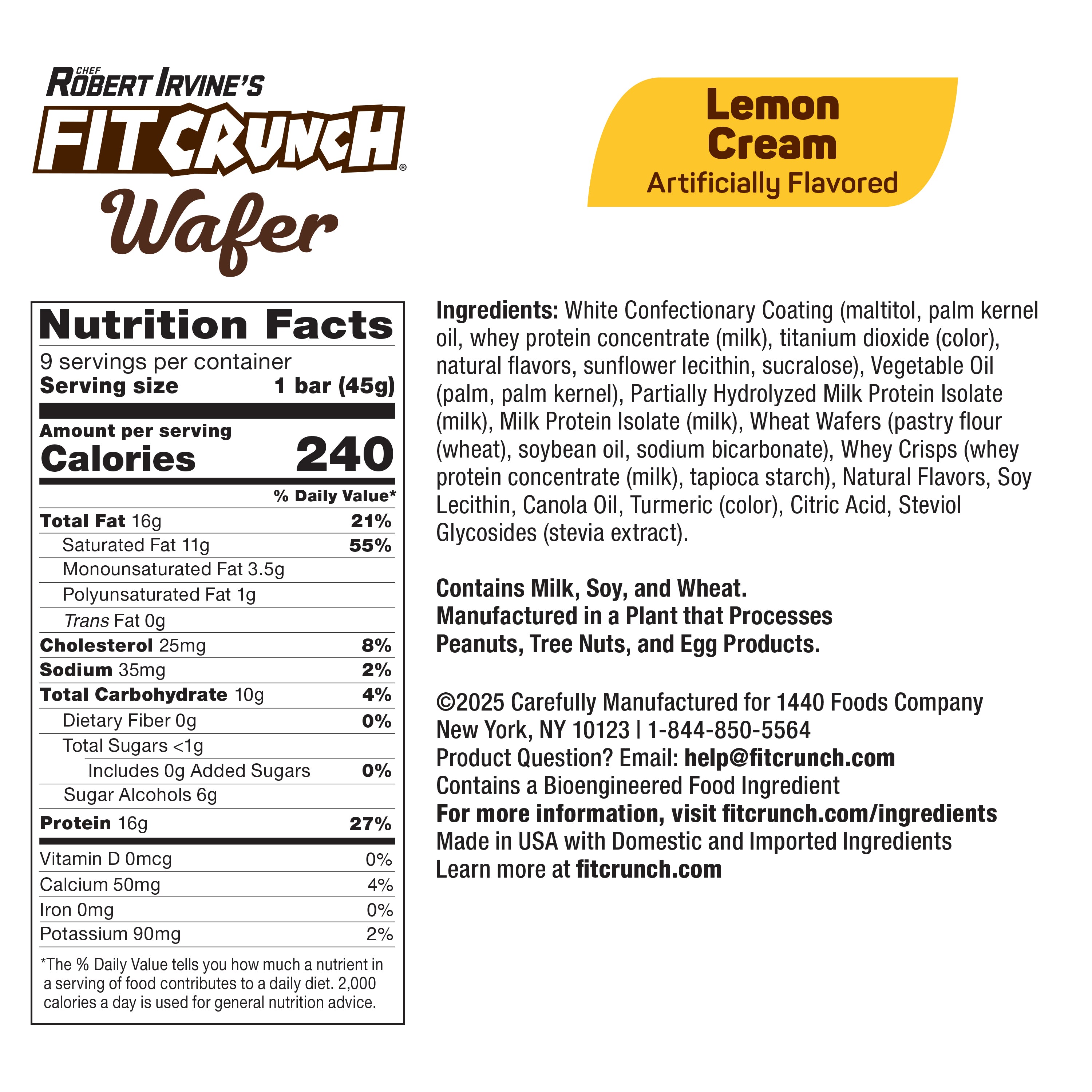 Fit Crunch Protein Wafer Bars - Lemon Cream (9 Count)