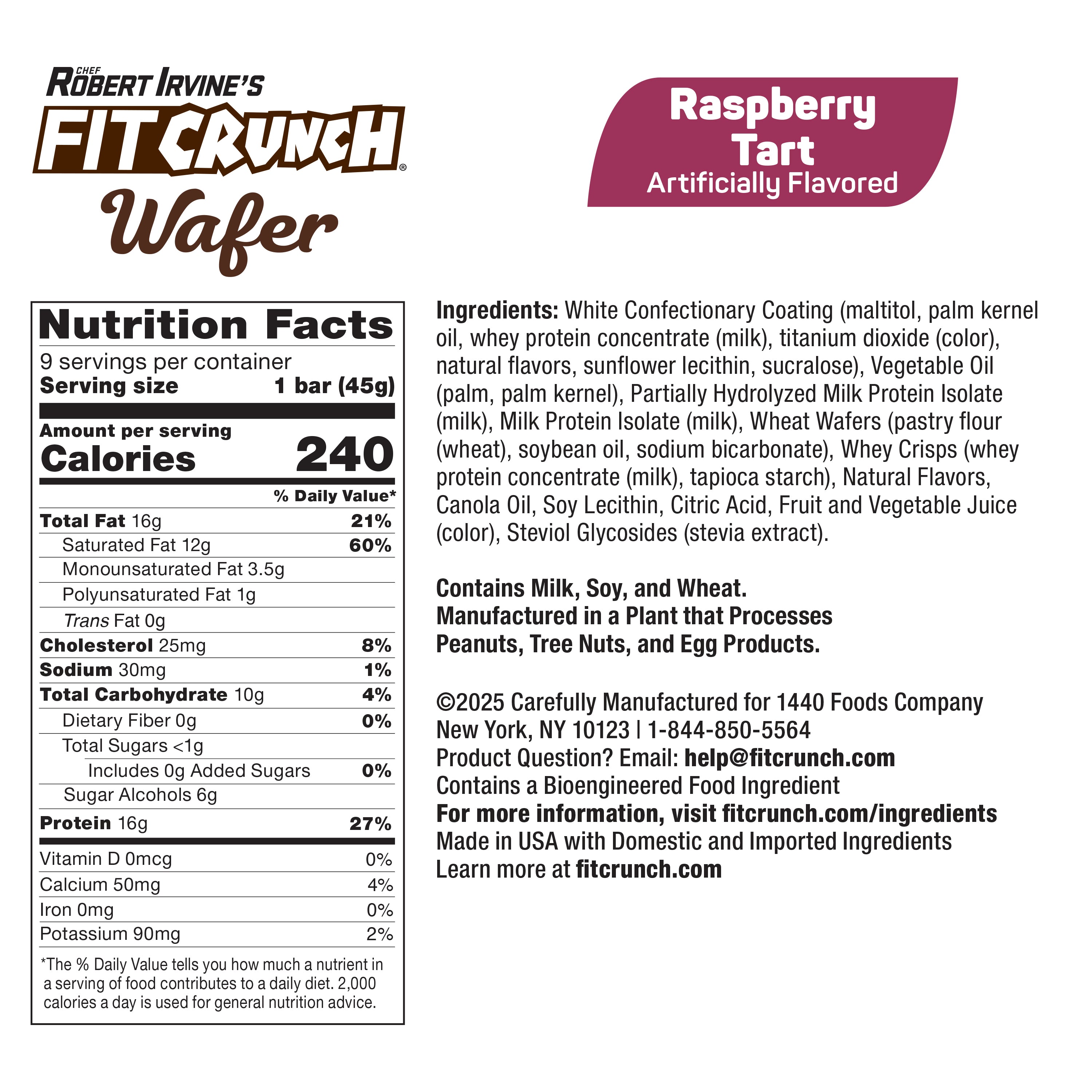 Fit Crunch Protein Wafer Bars -Raspberry Tart (9 Count)