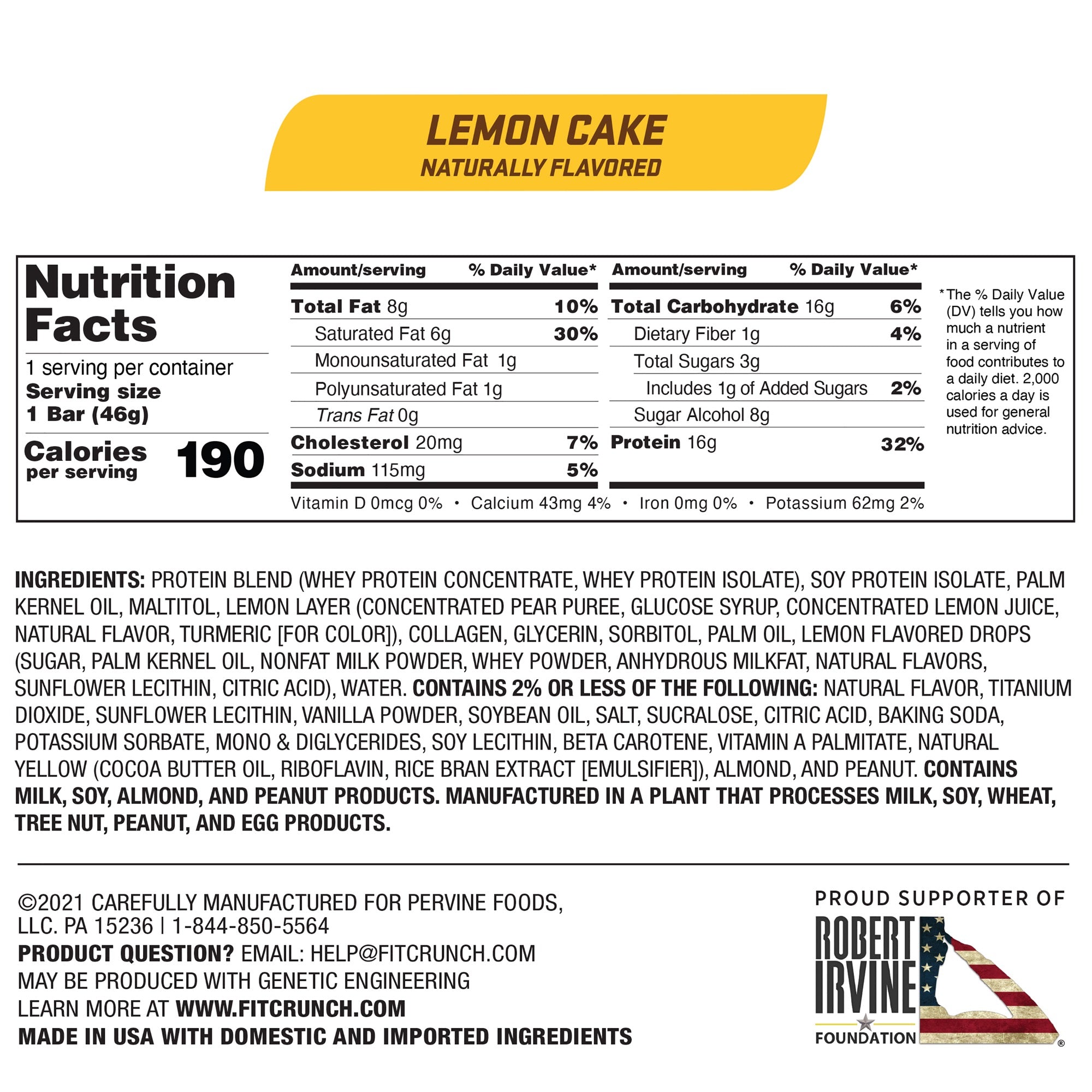 Fit Crunch Protein Bars - Lemon Cake (9 Count)