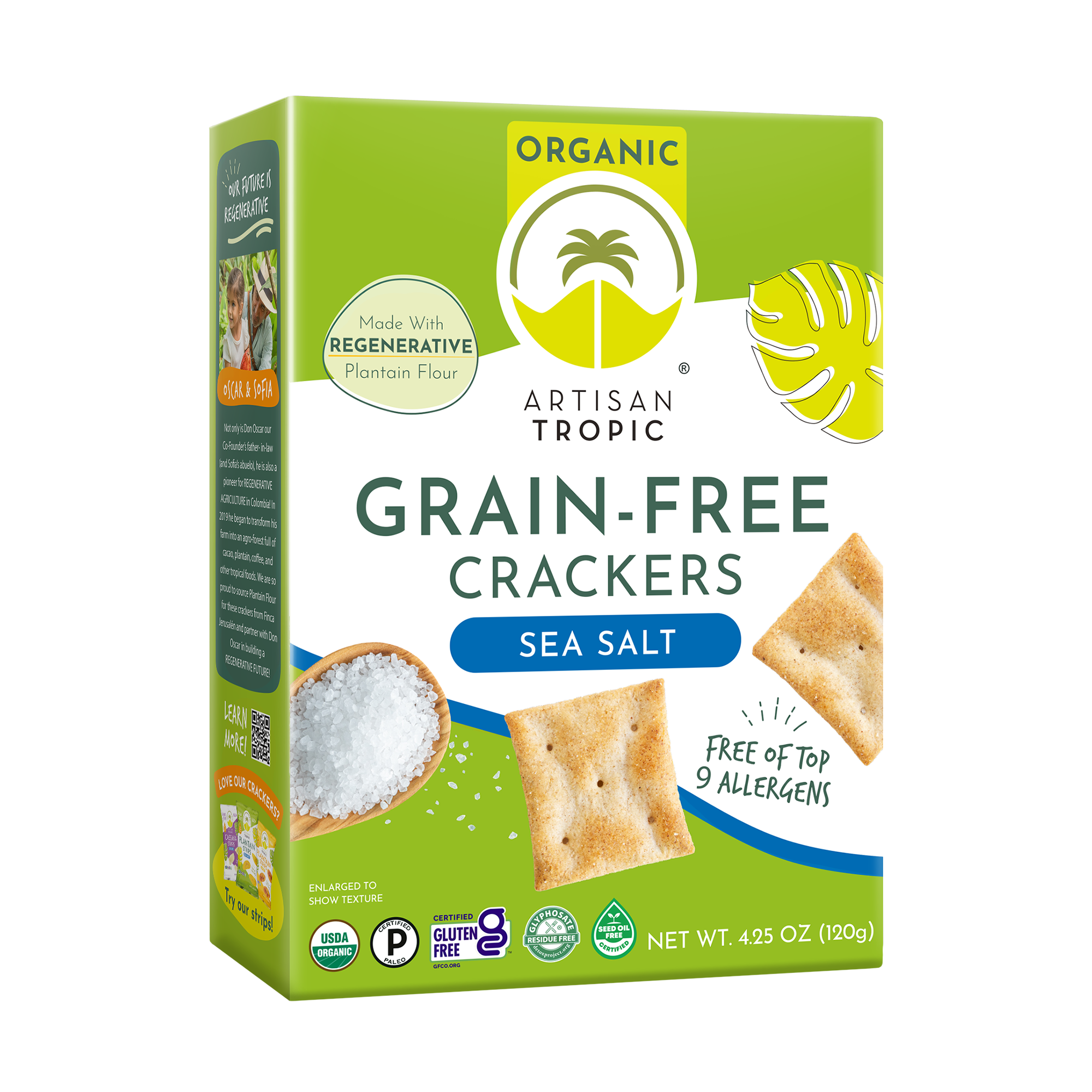 Artisan Tropic Organic Grain Free Sea Salt Crackers (4.25 Ounce)