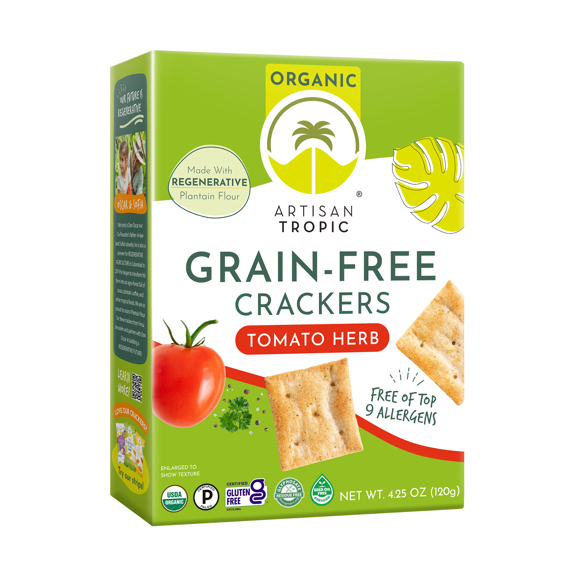 Artisan Tropic Organic Grain Free Tomato Herb Crackers (4.25 Ounce)