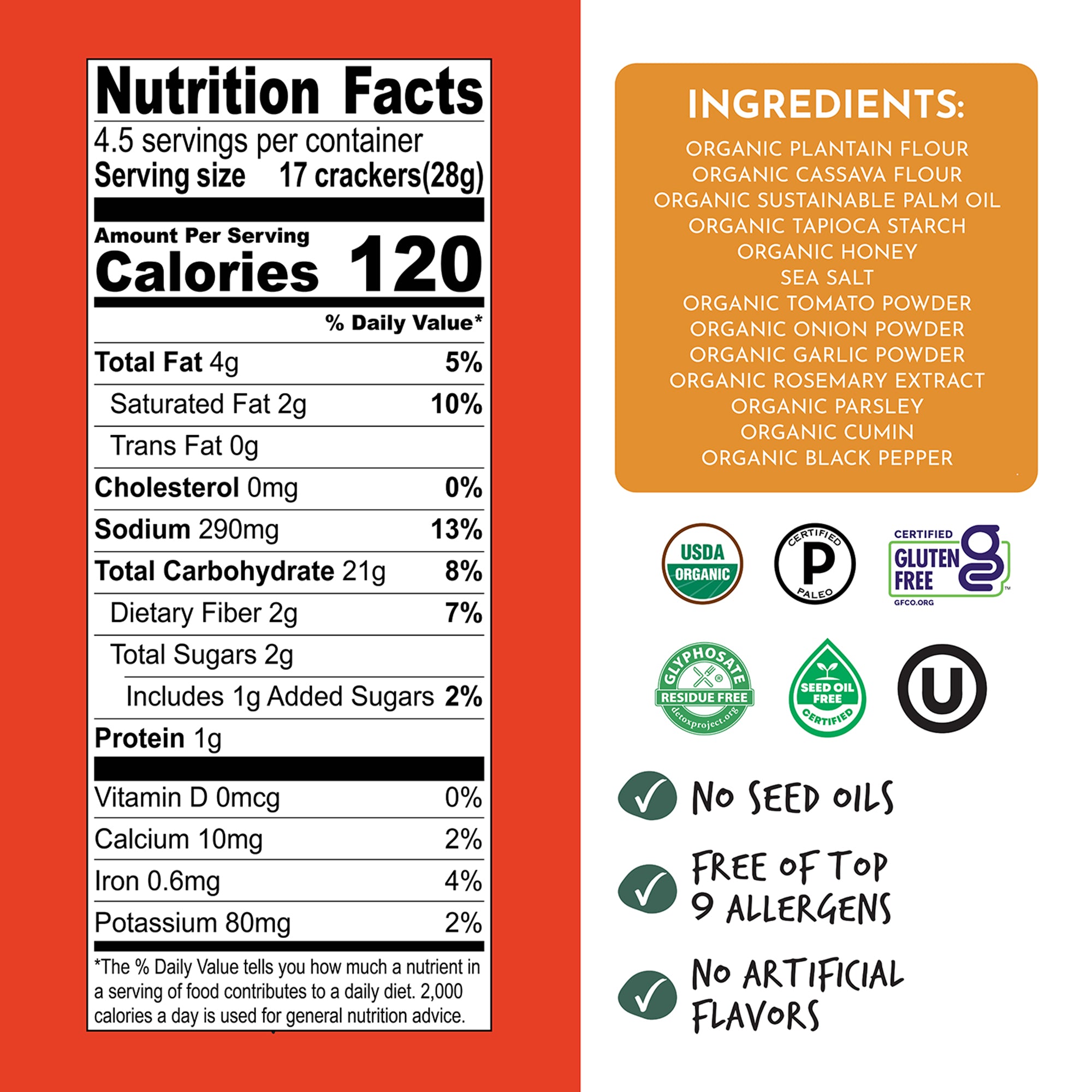 Artisan Tropic Organic Grain Free Tomato Herb Crackers (4.25 Ounce)