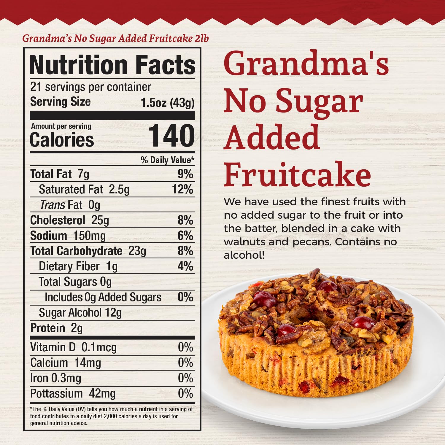 Beatrice Bakery Co No Sugar Added Fruitcake (24 Ounces)