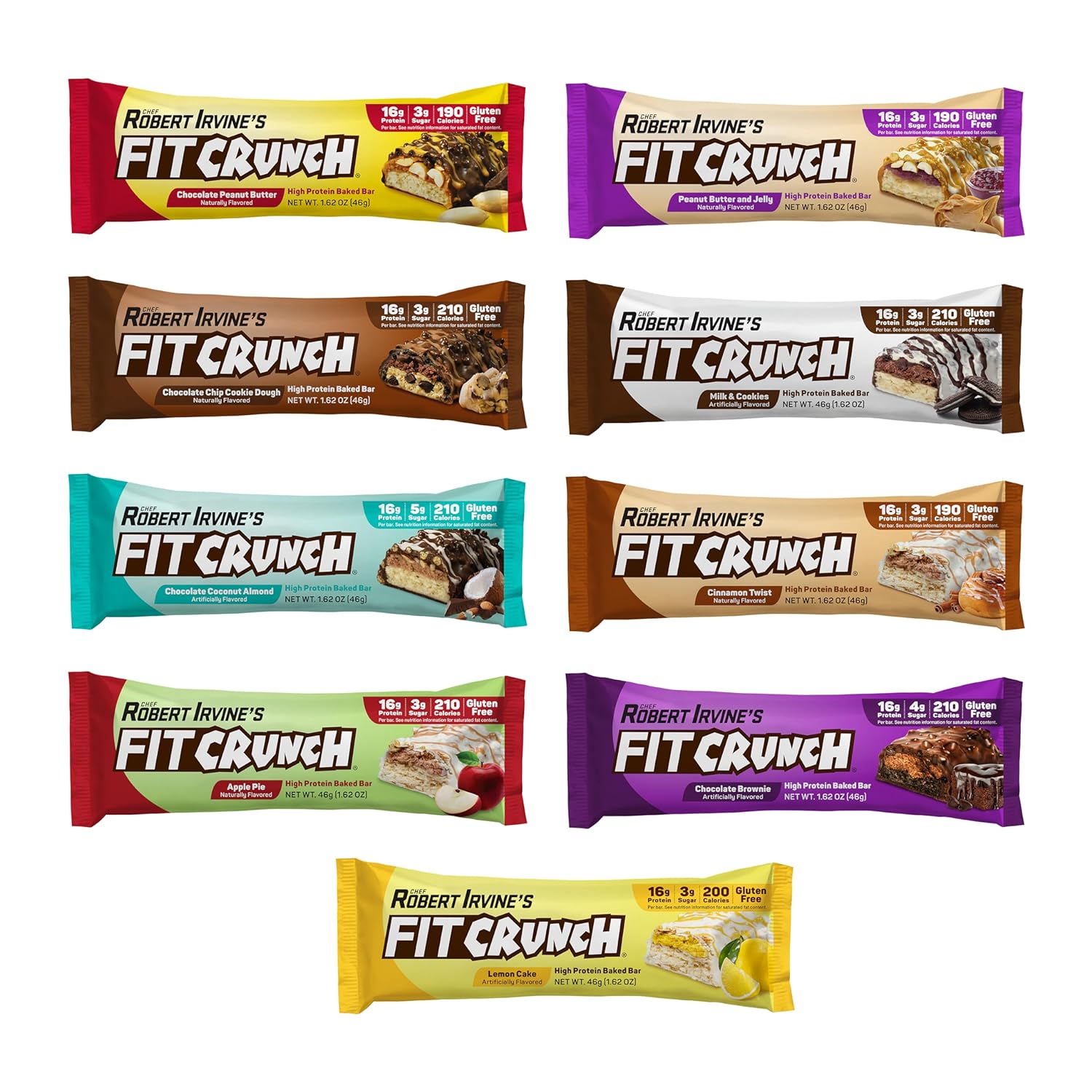 Fit Crunch Protein Bars - Flavor Lovers Variety Pack (9 Count)