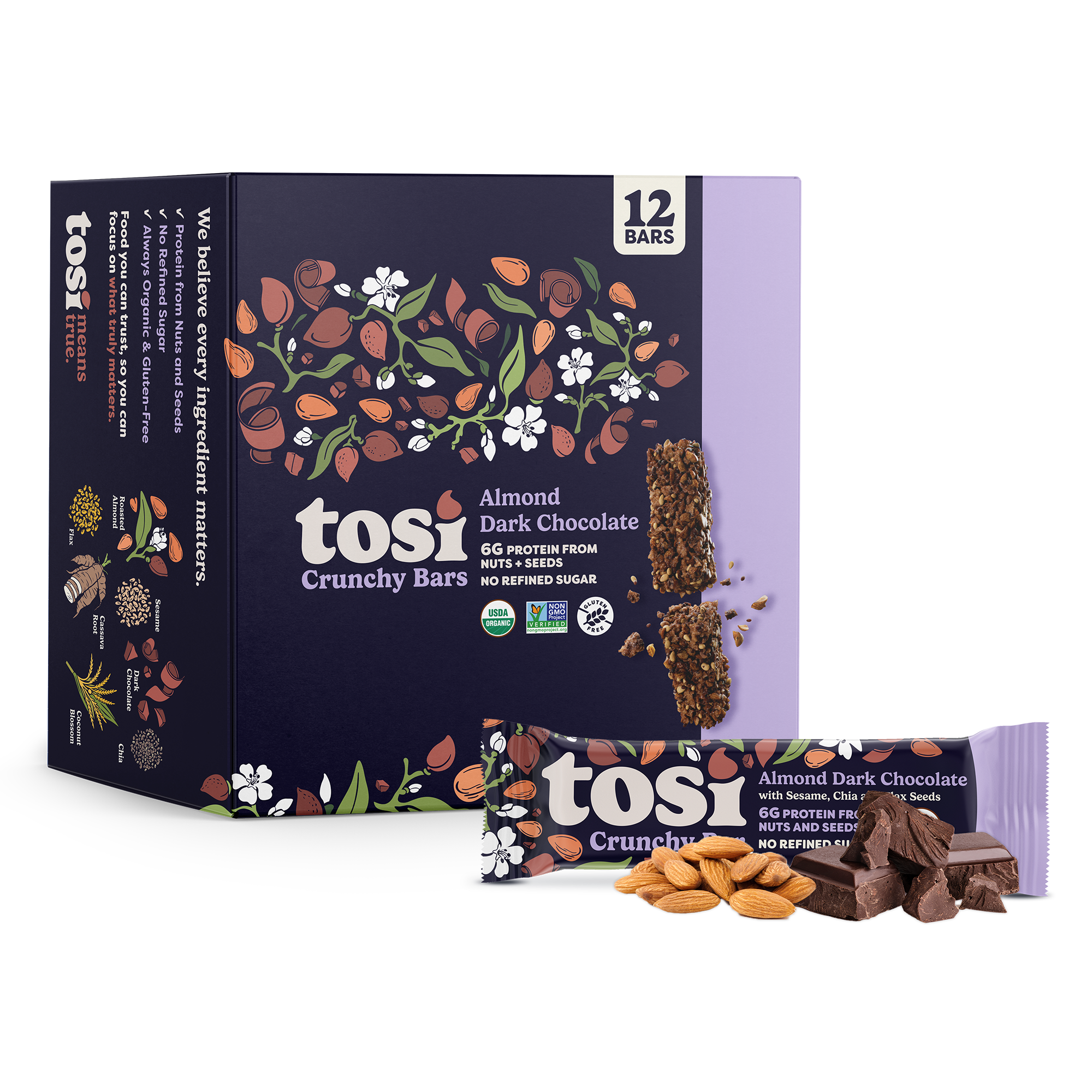 Tosi Cashew Blueberry Crunchy Bars (12 Bars)
