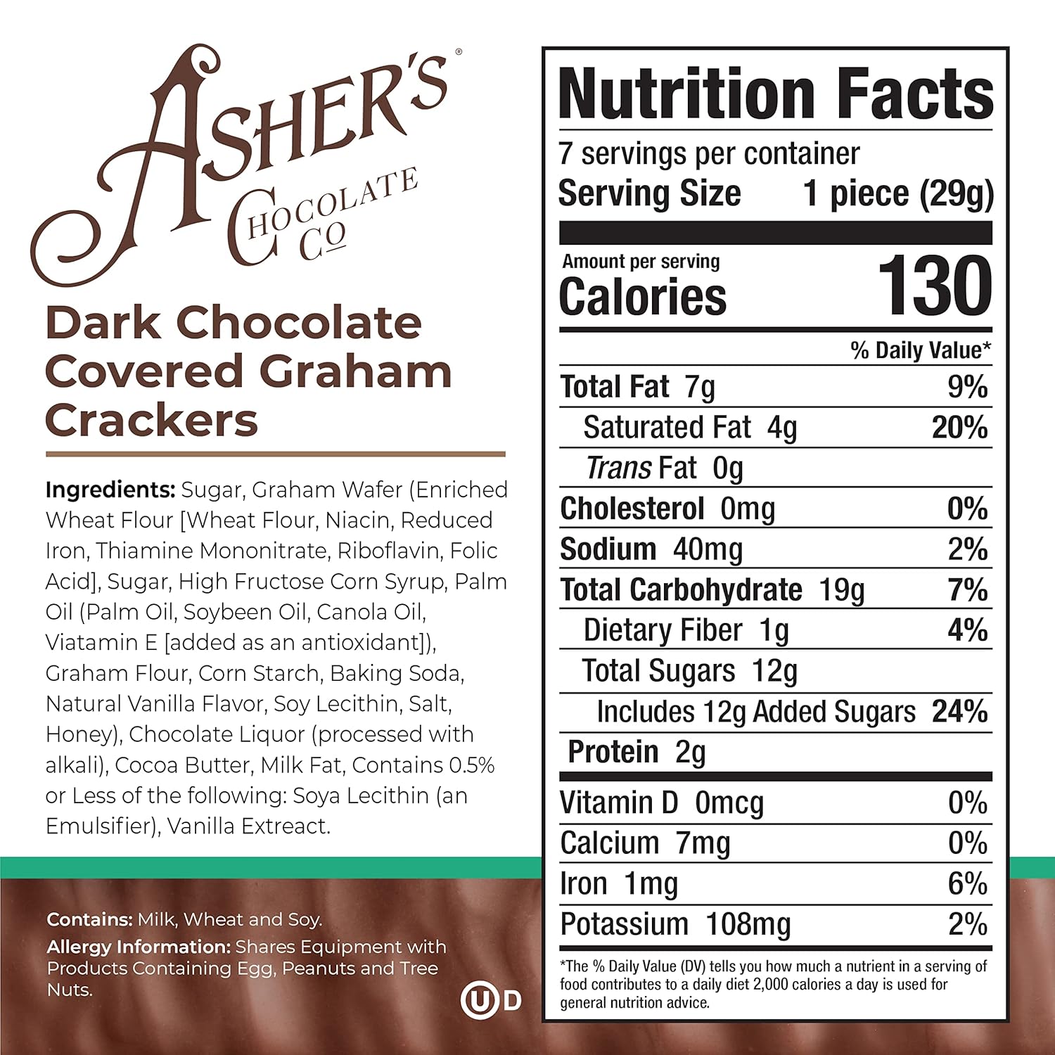 Asher's Dark Chocolate Grahams 7.15oz