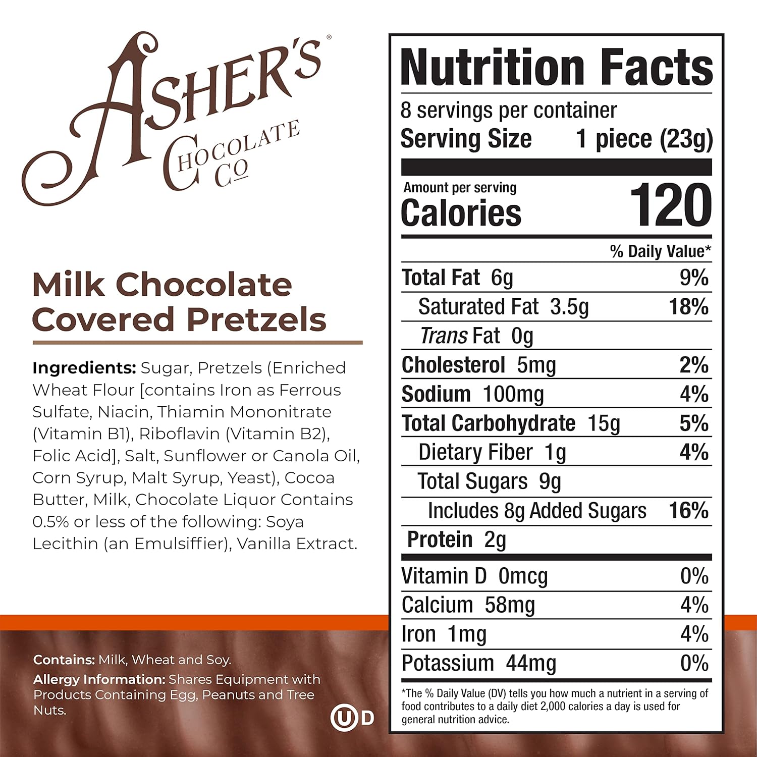 Asher's Milk Chocolate Pretzels 6.5oz