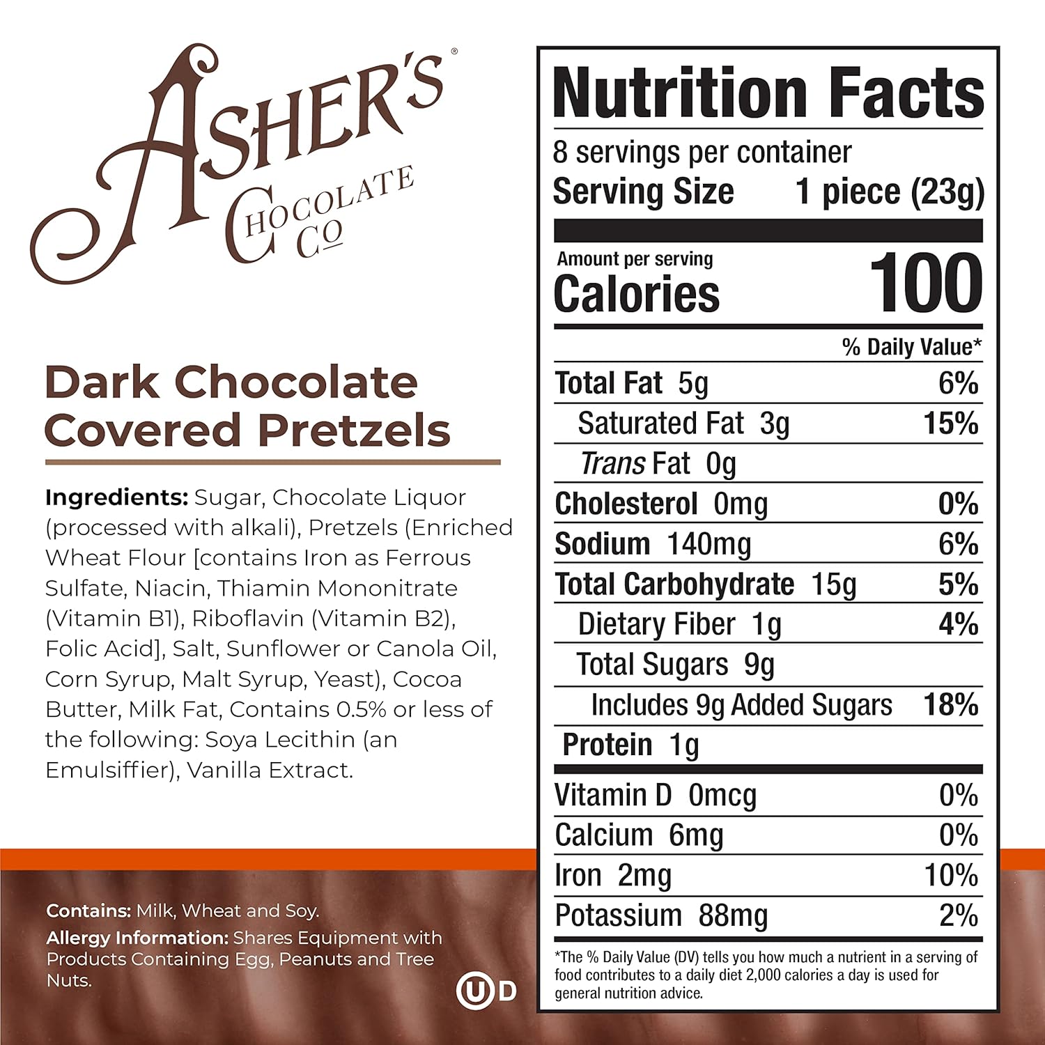 Asher's Dark Chocolate Pretzels 6.5oz