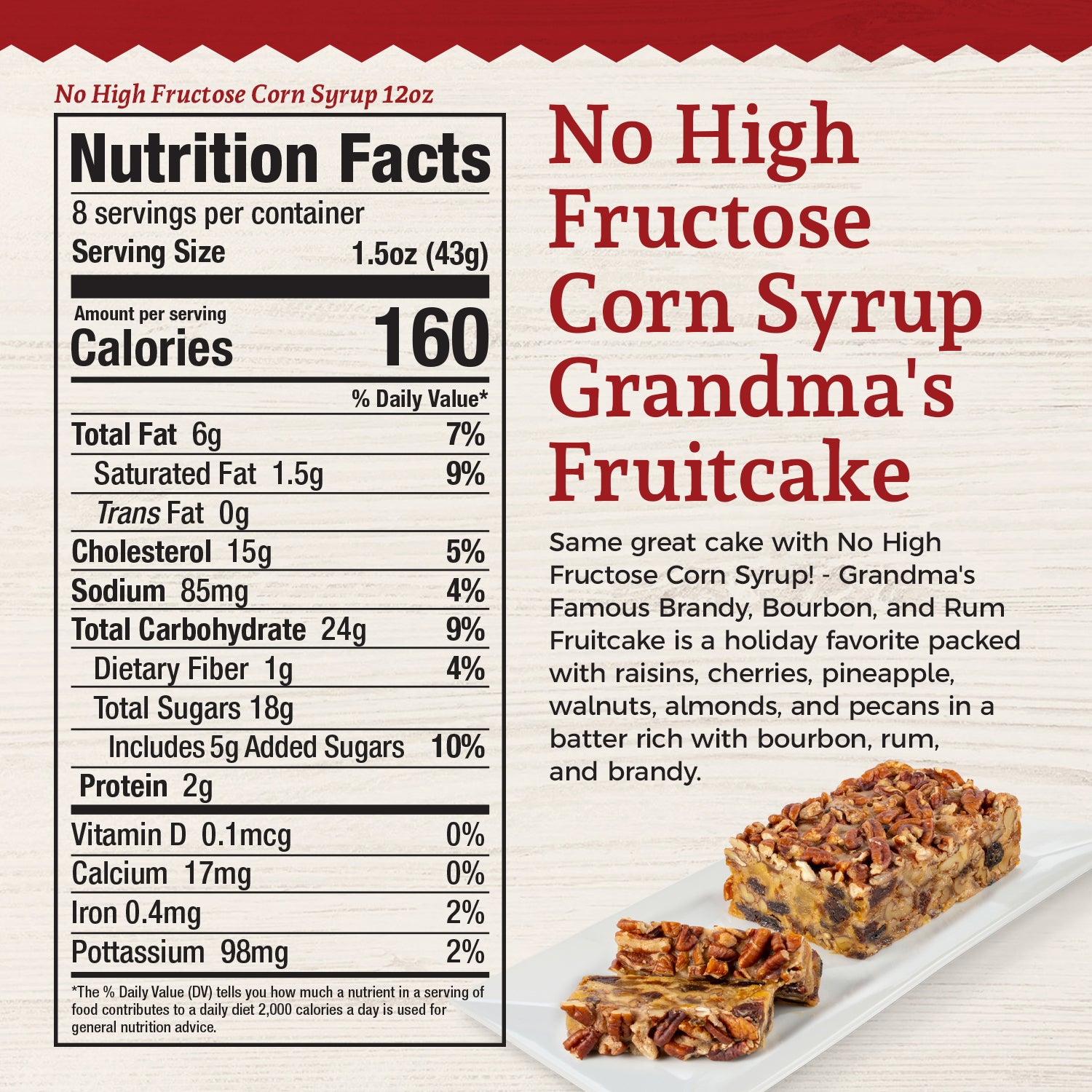 Beatrice Bakery Co Grandma's Fruitcake with No High Fructose Corn Syrup