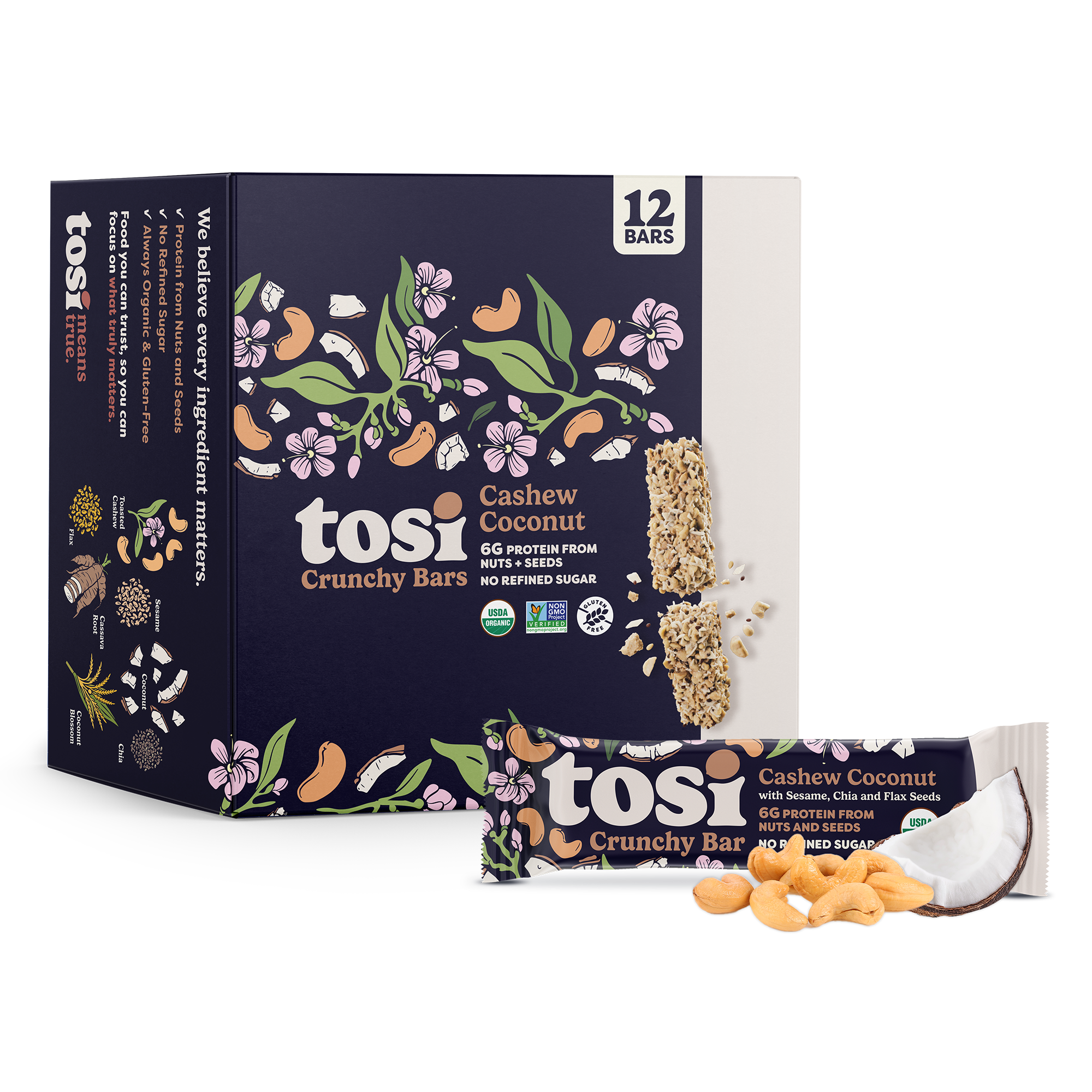 Tosi Cashew Coconut Bars (12 Bars)