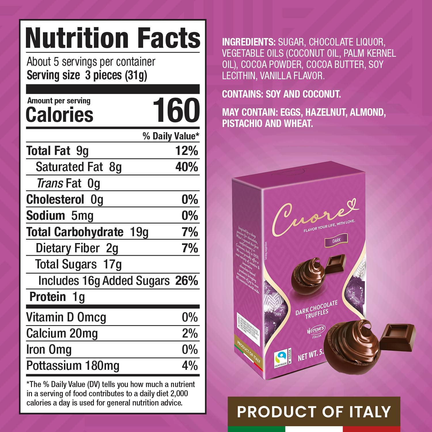 Witor's Dark Chocolates Cuore Chocolate Truffles
