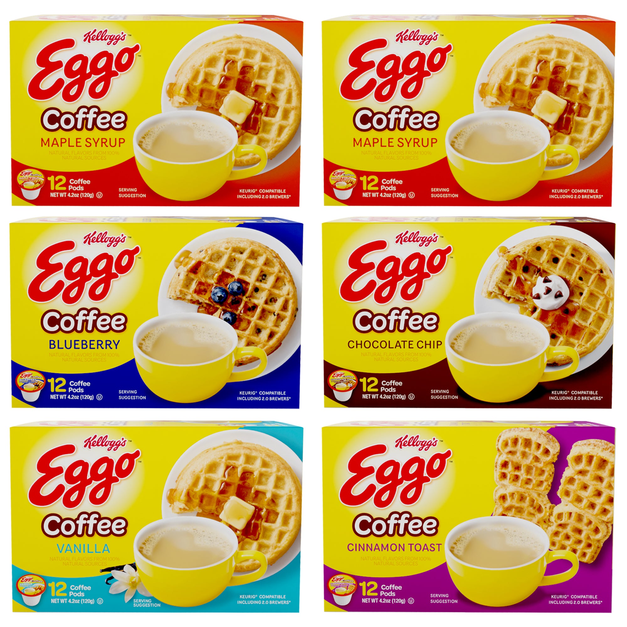 Two Rivers Coffee Eggo Flavored Variety Pack  (72 Pods)