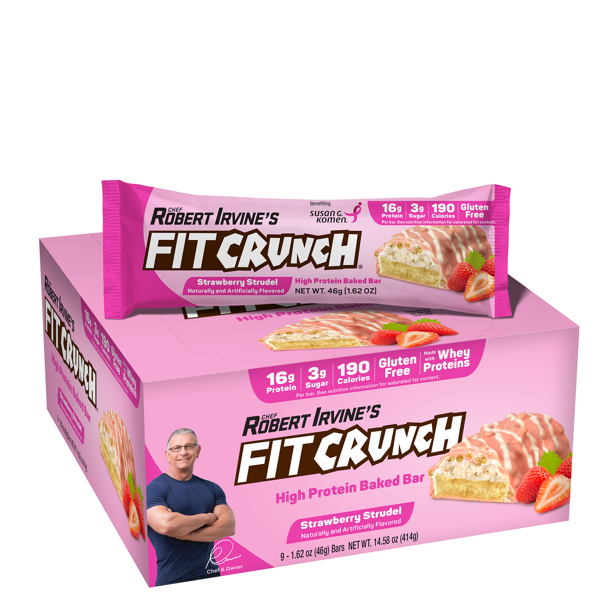 Fit Crunch Protein Bars - Strawberry Strudel (9 Count)