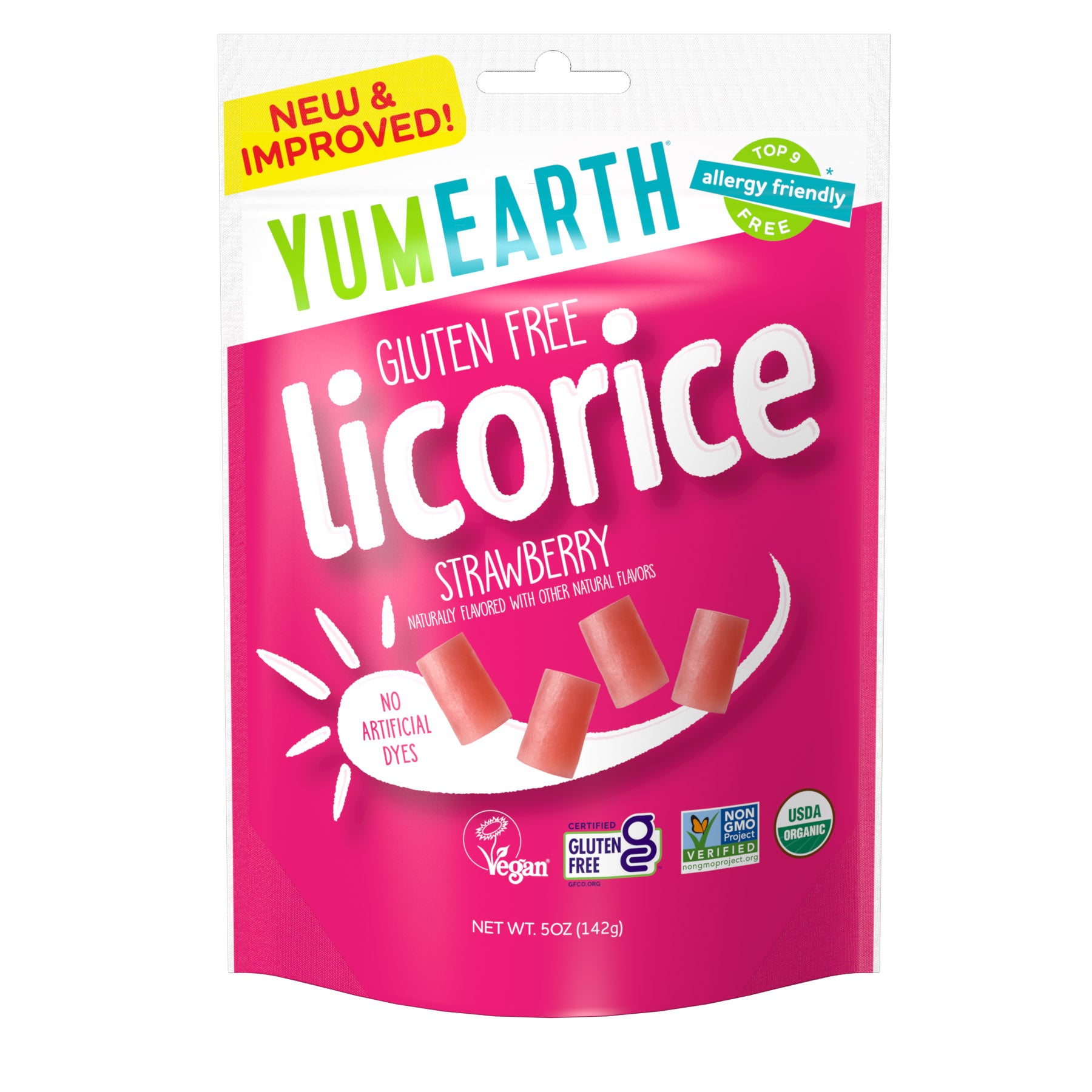 YumEarth Organic Strawberry Licorice Resealable Bag (5 Ounces)