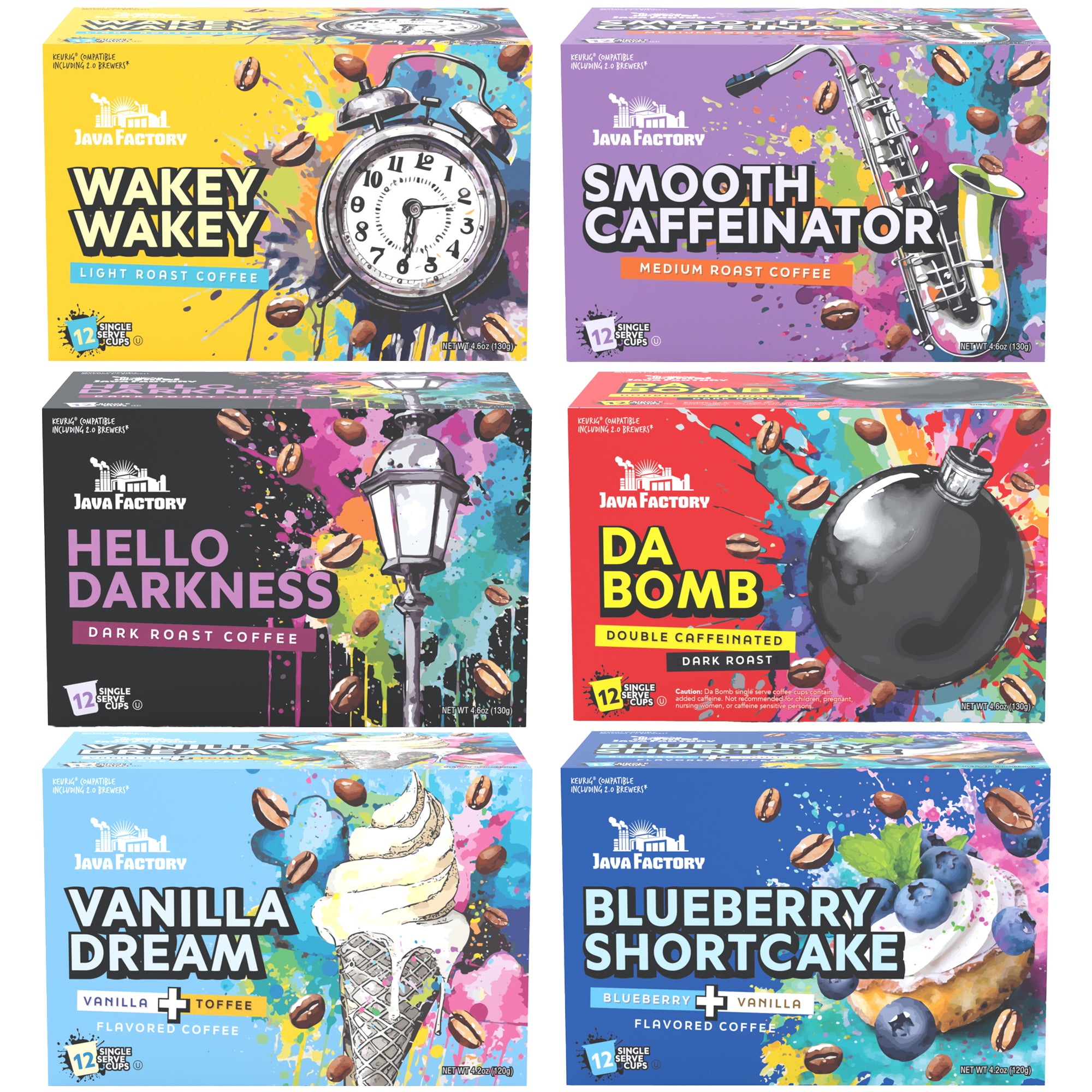 Two Rivers Coffee Java Factory Variety Pack (72 Pods)