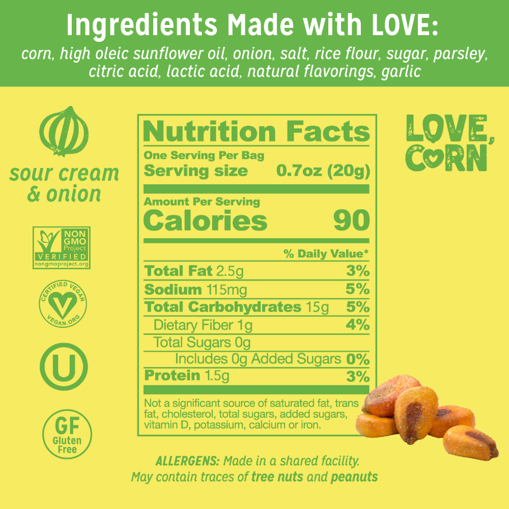 Love Corn Sour Cream & Onion Crunchy Corn 20ct