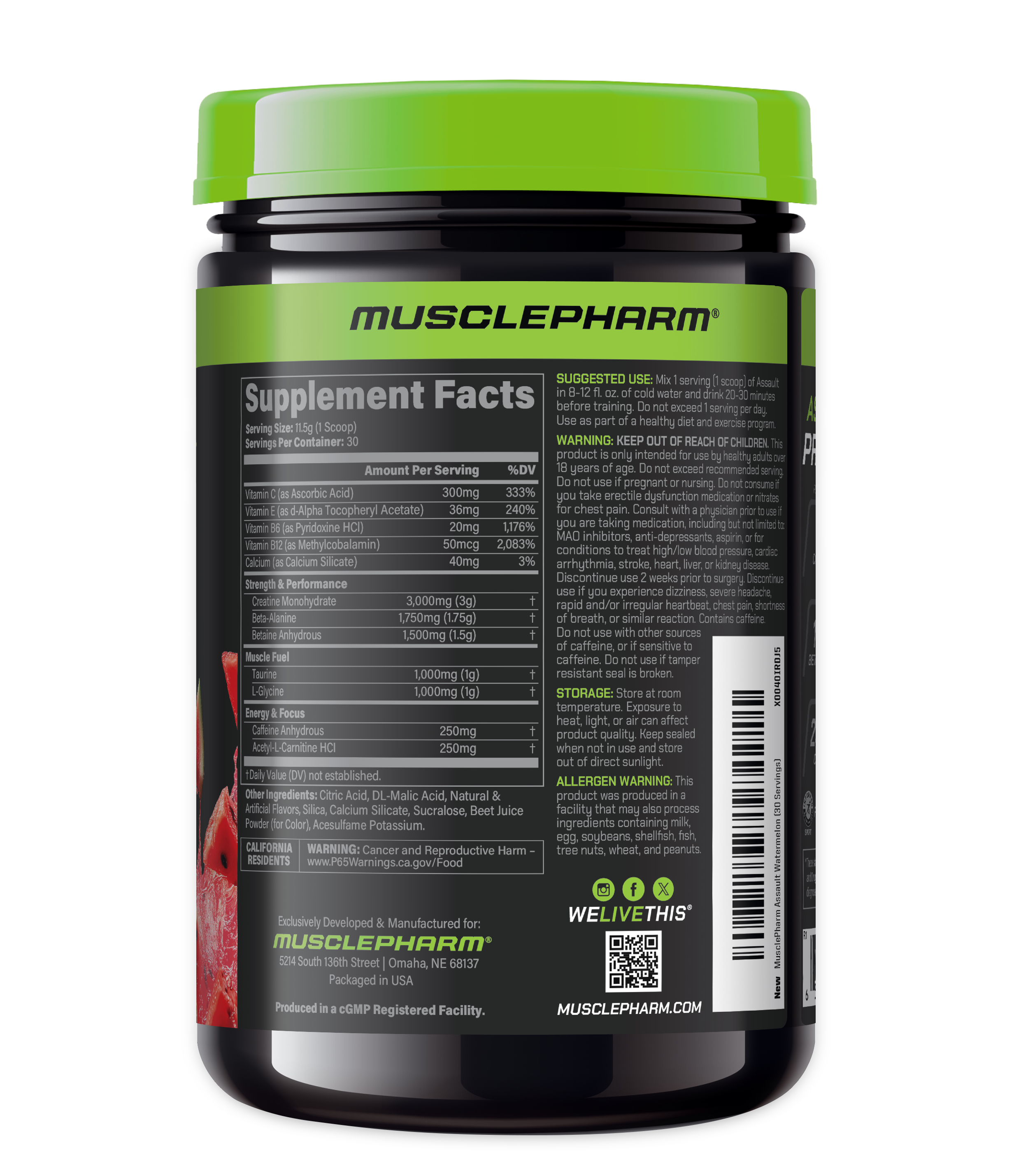MusclePharm Assault Preworkout - Watermelon