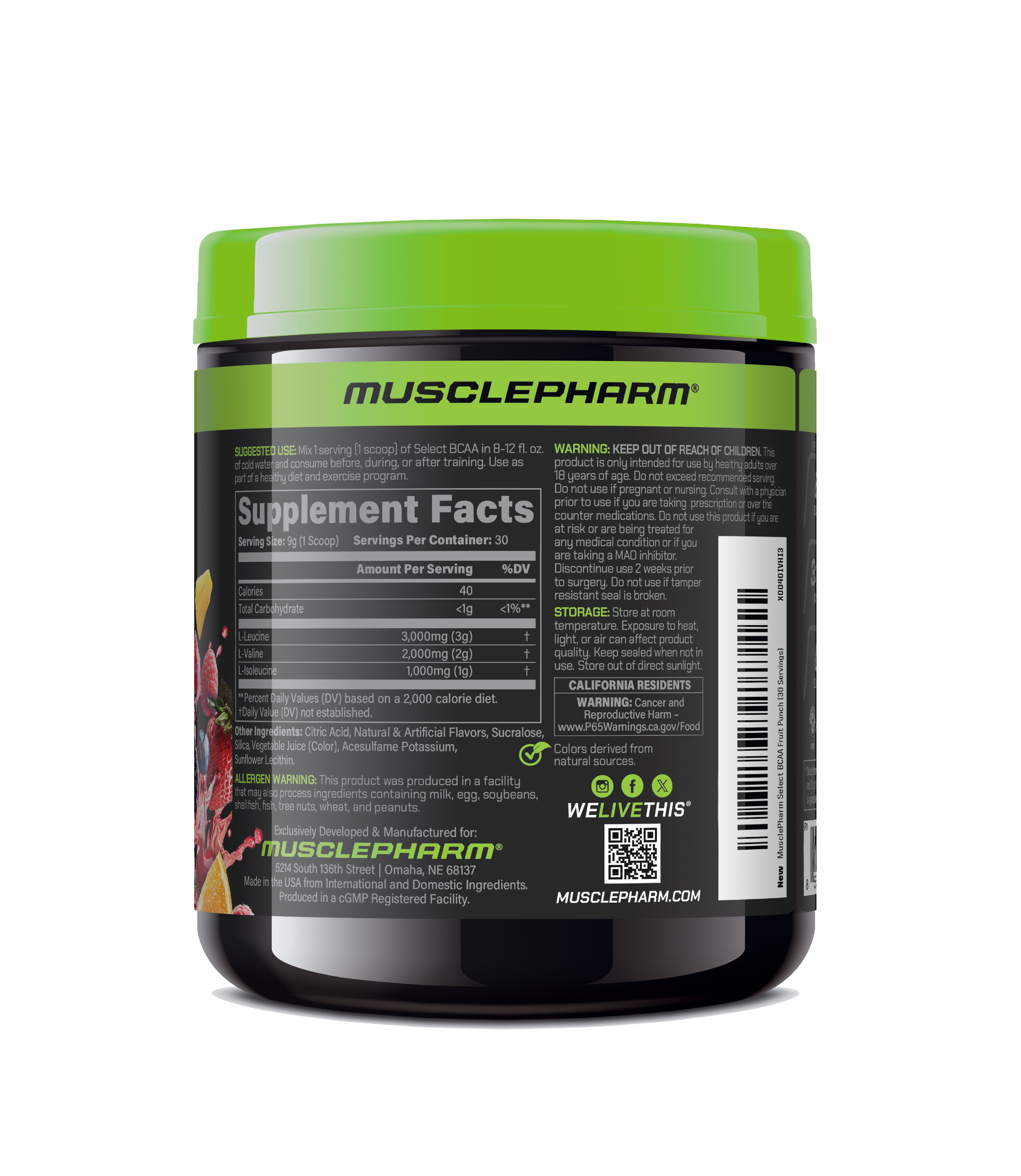 MusclePharm Select BCAA's - Fruit Punch