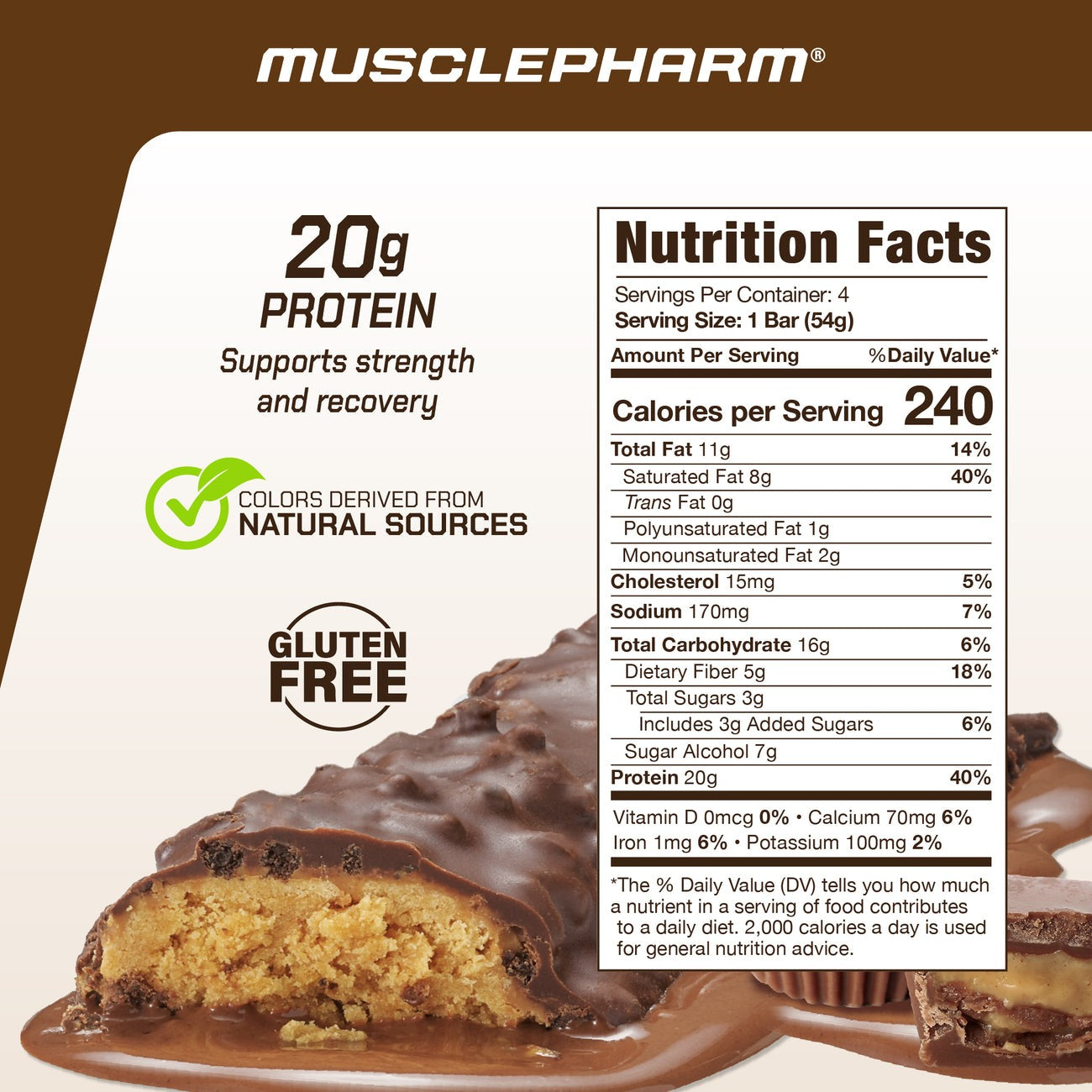 20g Protein - Supports Strength and Recovery - Gluten Free - Colors Derived from Natural Sources - Nutritional Information