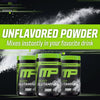 Three bottles of MusclePharm Select Glutamine with a green label on a black background. Unflavored Powder - Mixes Instantly in your Favorite Drink