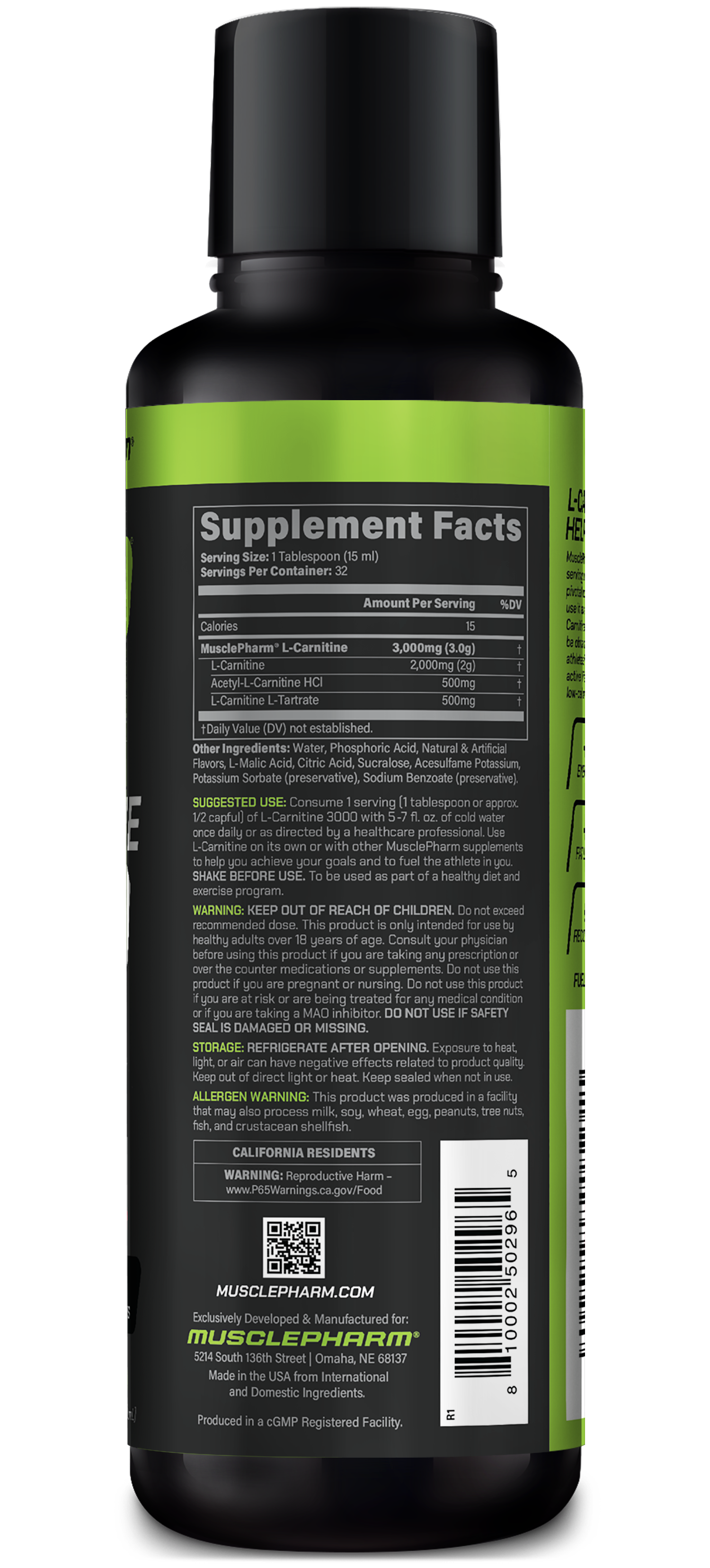 MusclePharm Liquid L-Carnitine 3000 - Sour Cherry