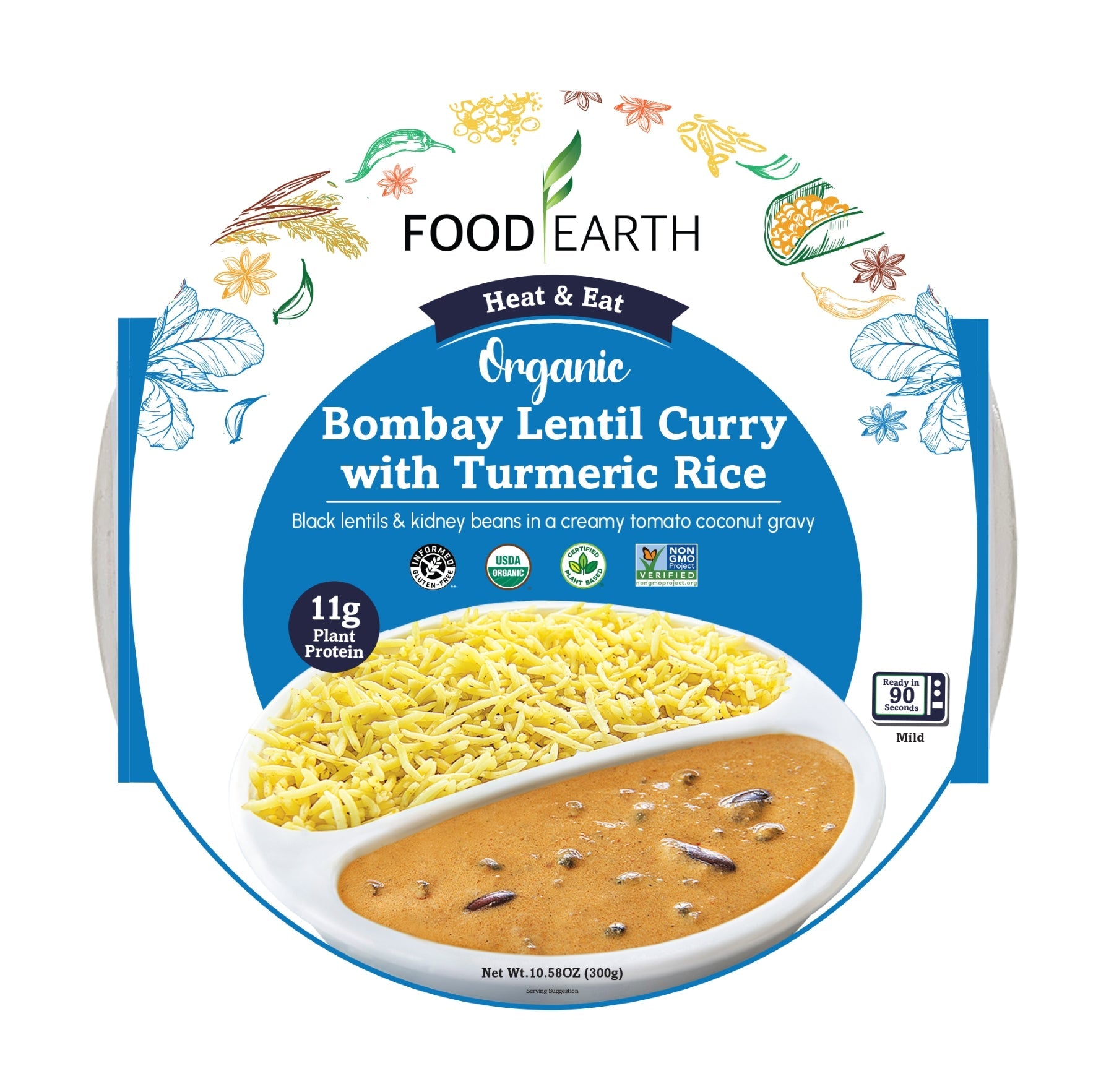 Food Earth Organic Bombay Lentil Curry with Turmeric Rice
