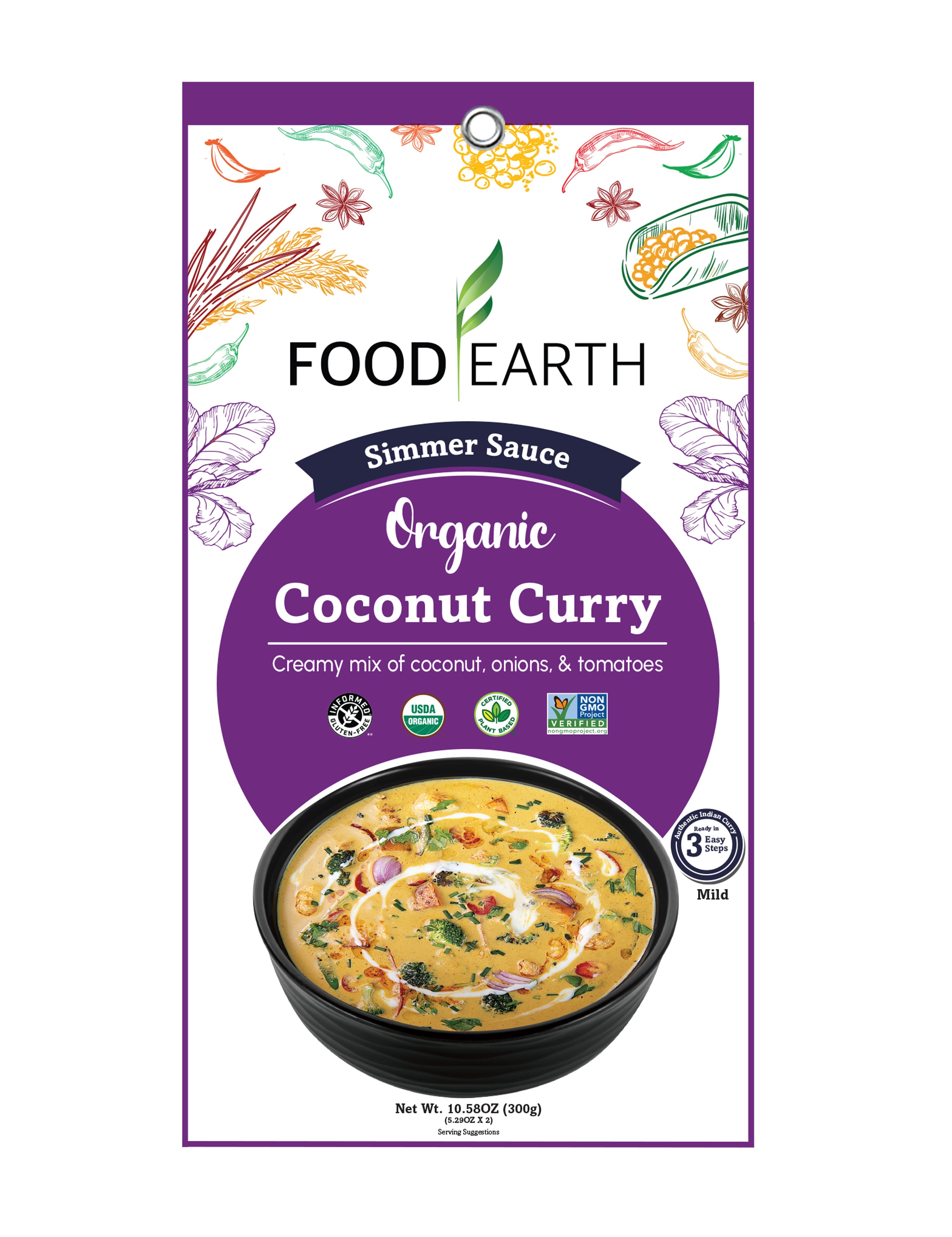 Food Earth Organic Coconut Curry Simmer Sauce