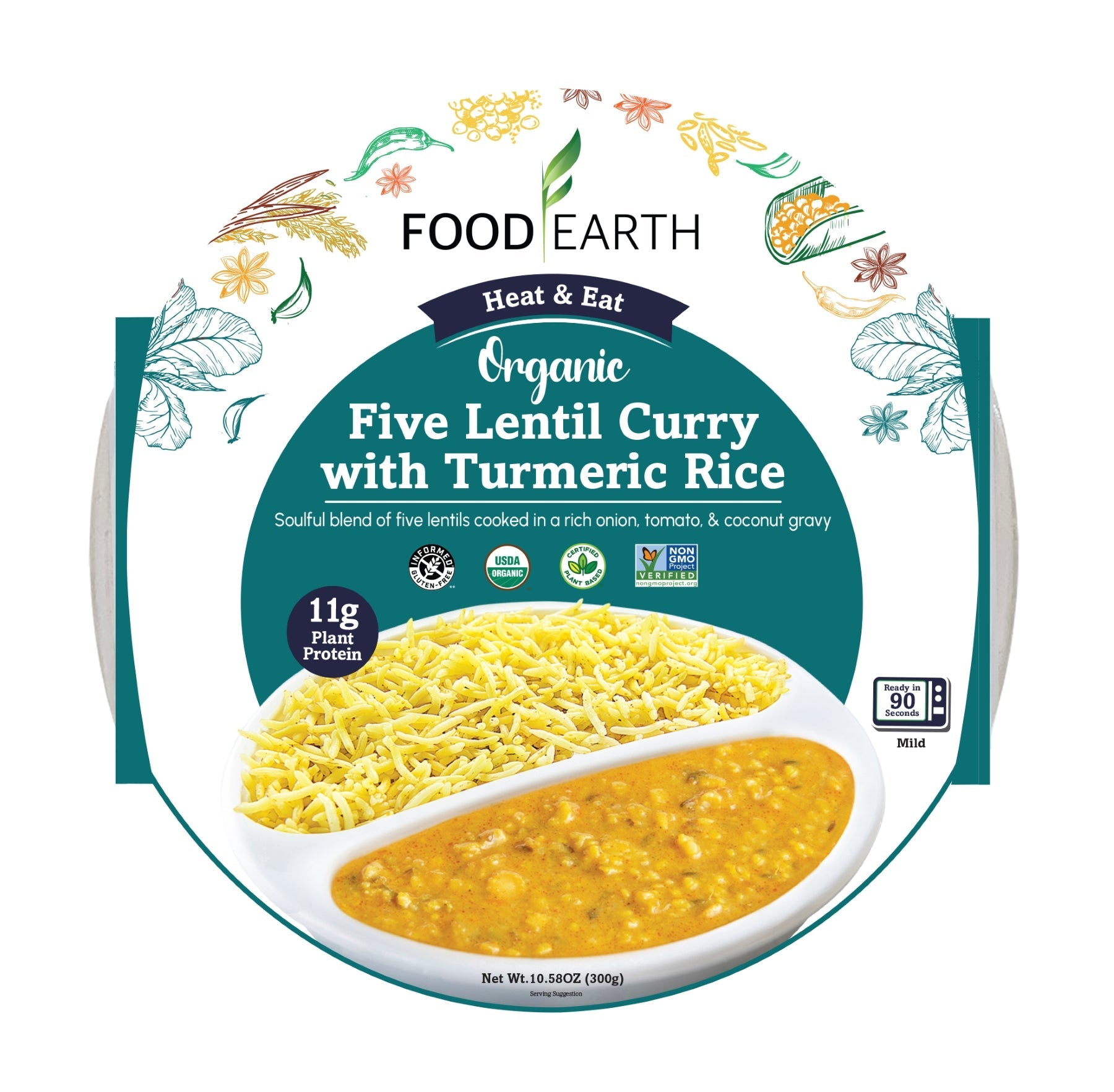 Food Earth Organic Five Lentil Curry with Turmeric Rice