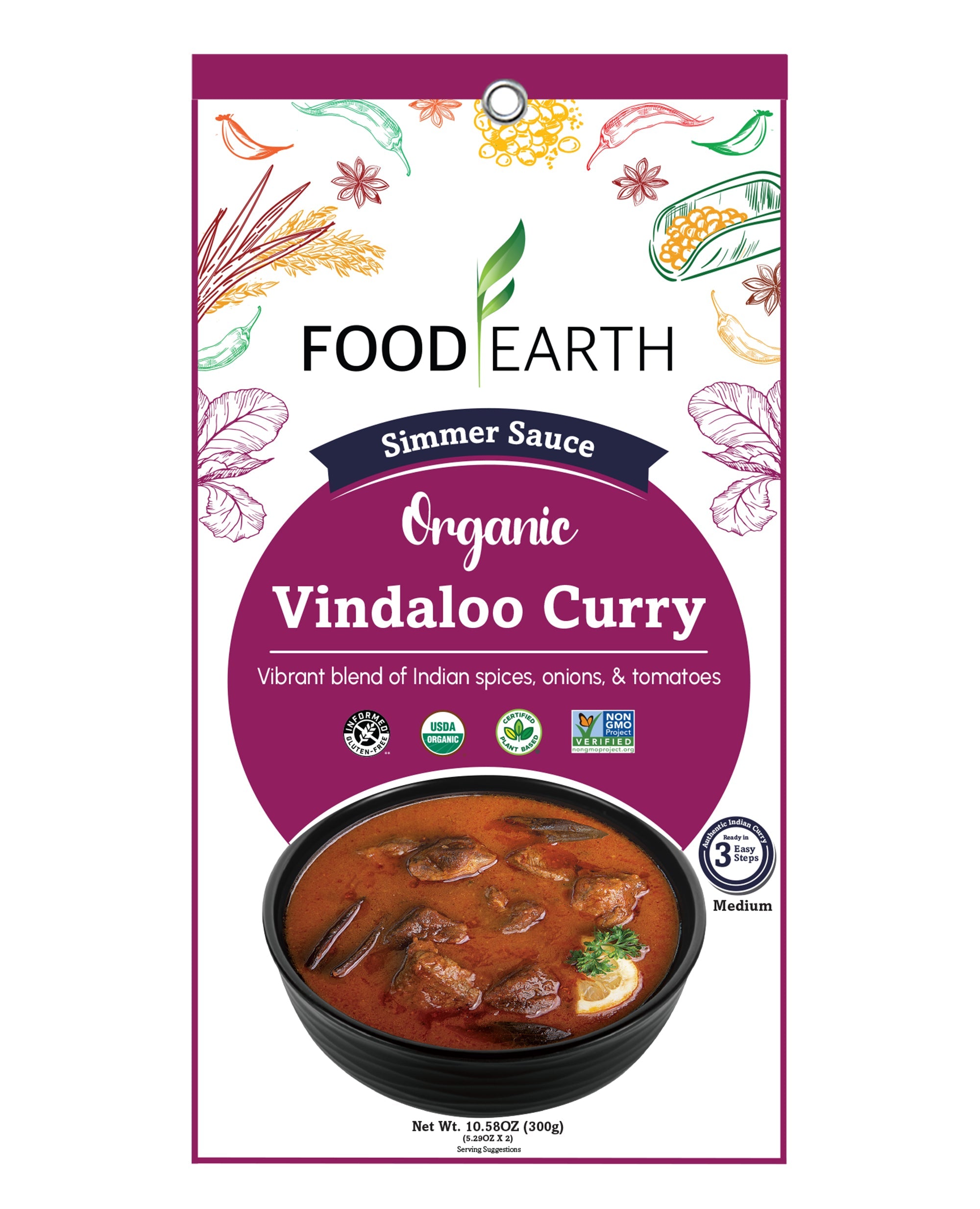 Food Earth Organic Vindaloo Curry Simmer Sauce