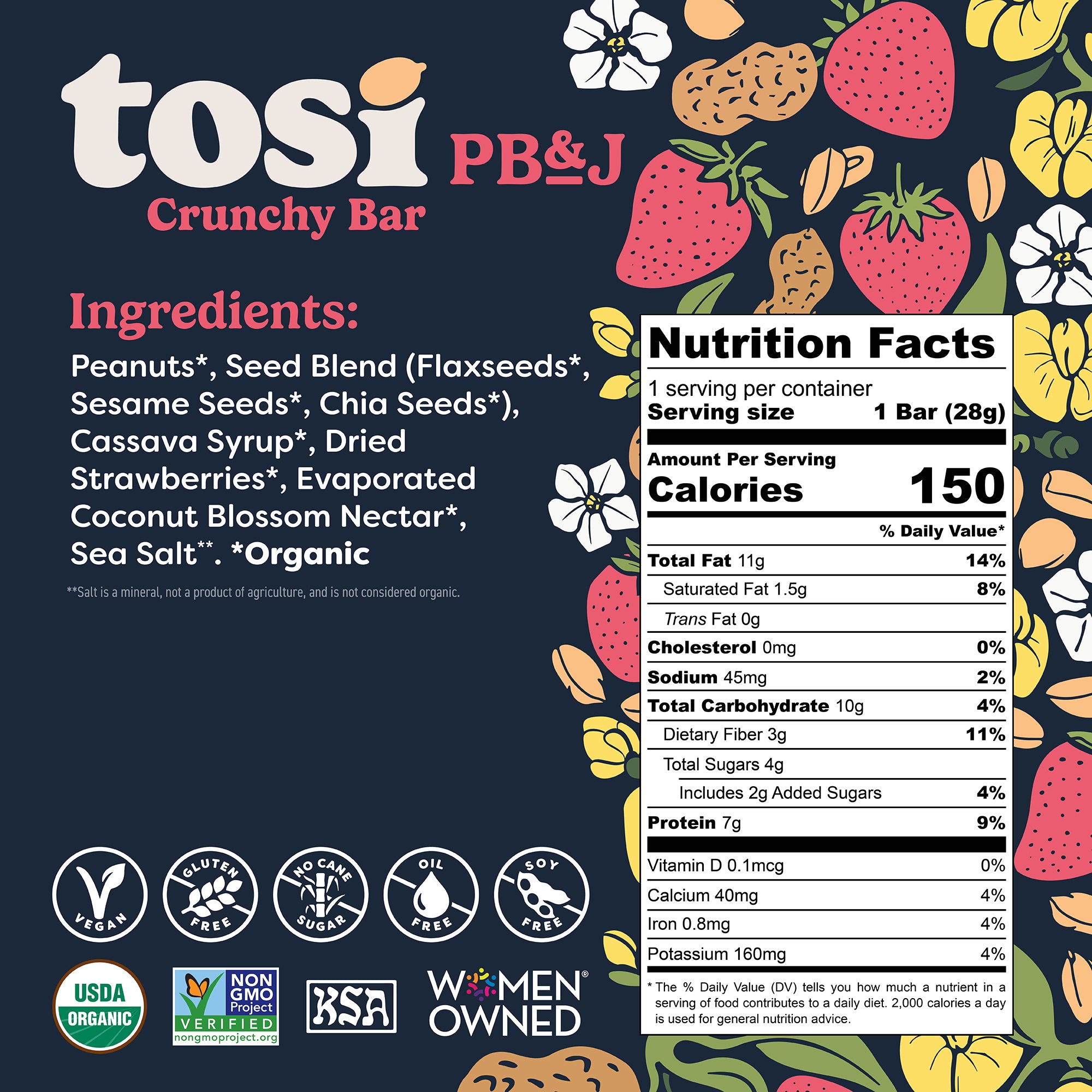 Tosi PB&J Crunchy Bars (12 Bars)