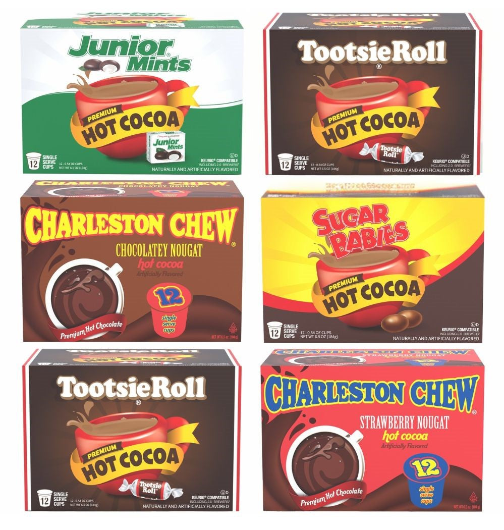 Two Rivers Coffee Candy Flavored Hot Cocoa Pods Variety Pack (72 Pods)