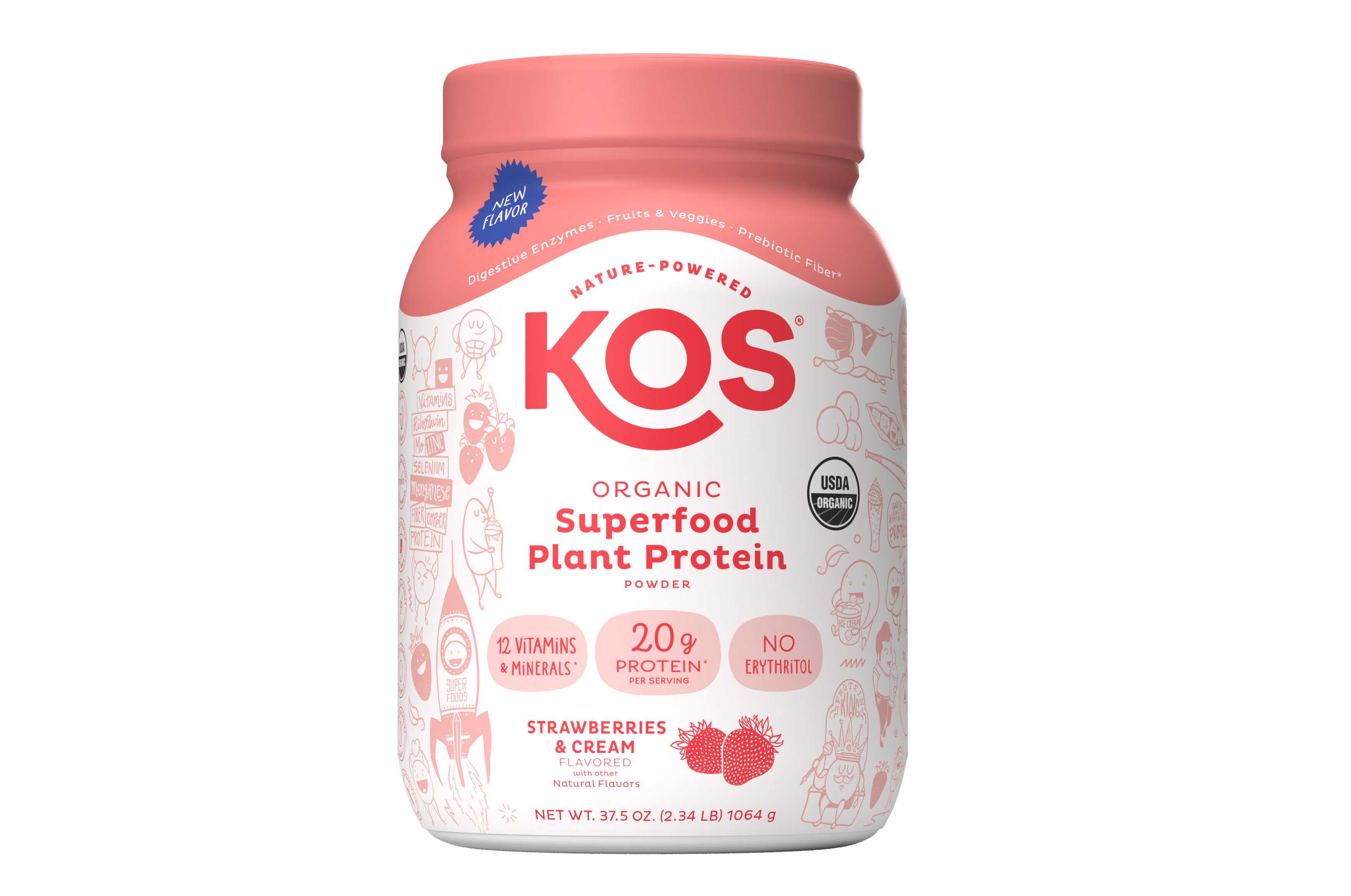 KOS Superfood Plant Protein Powder - Strawberries & Cream