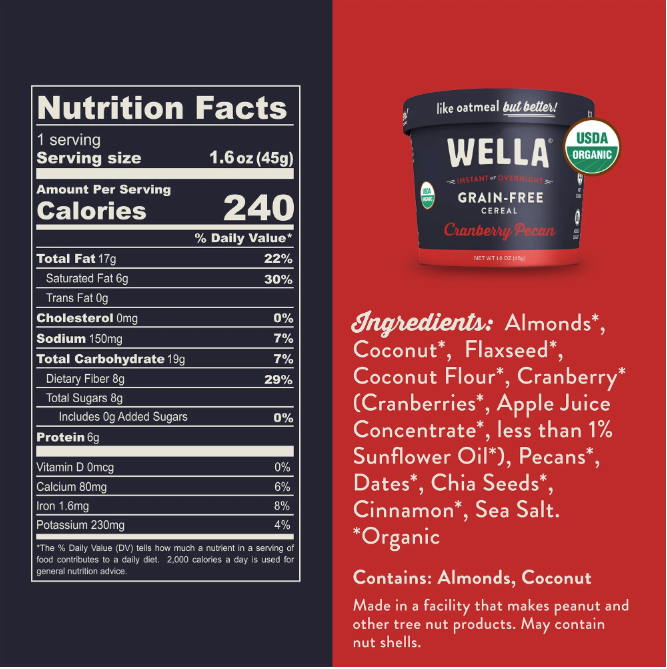 Wella Grain Free Cranberry Pecan Cereal Cups (8 Pack)