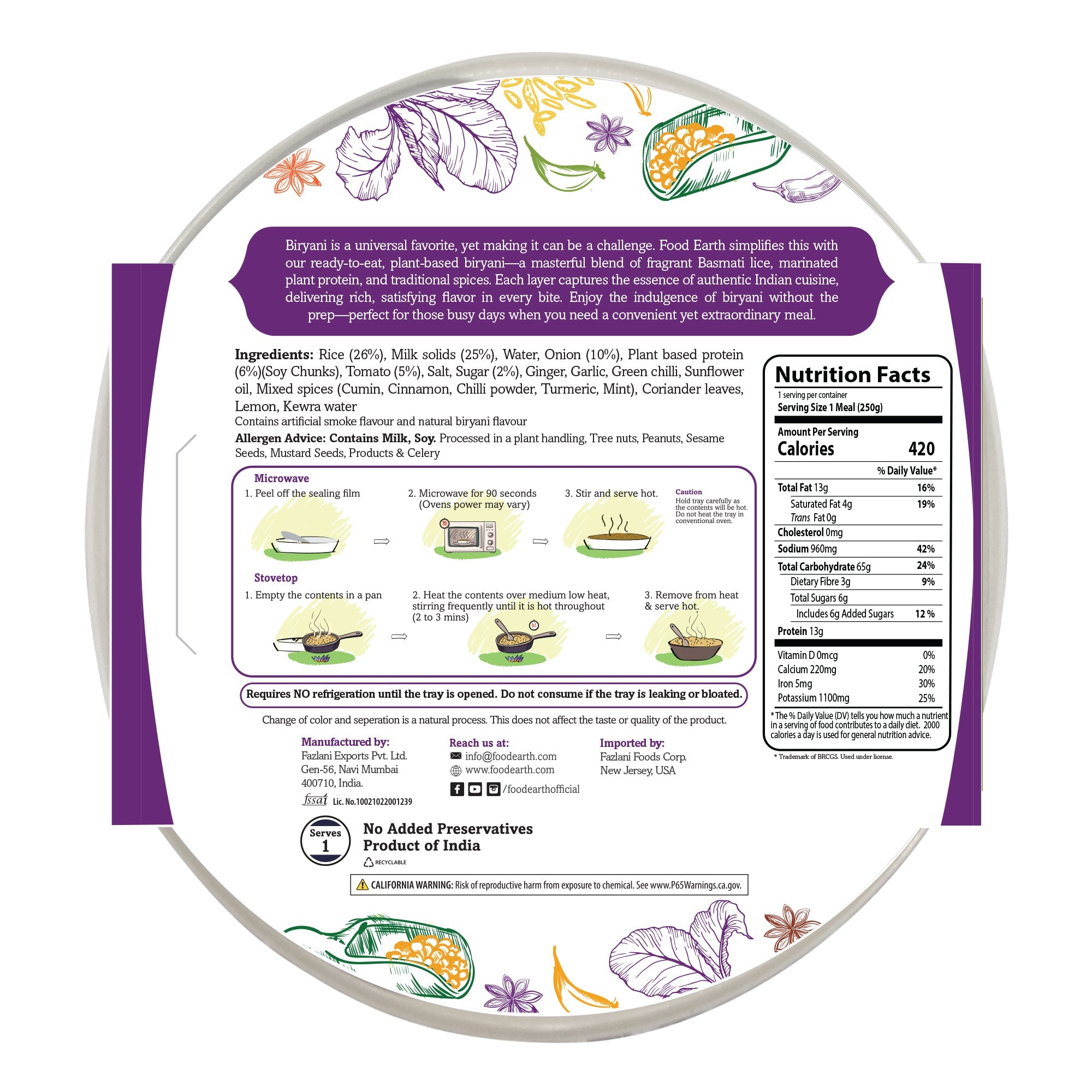 Food Earth Bombay Biryani